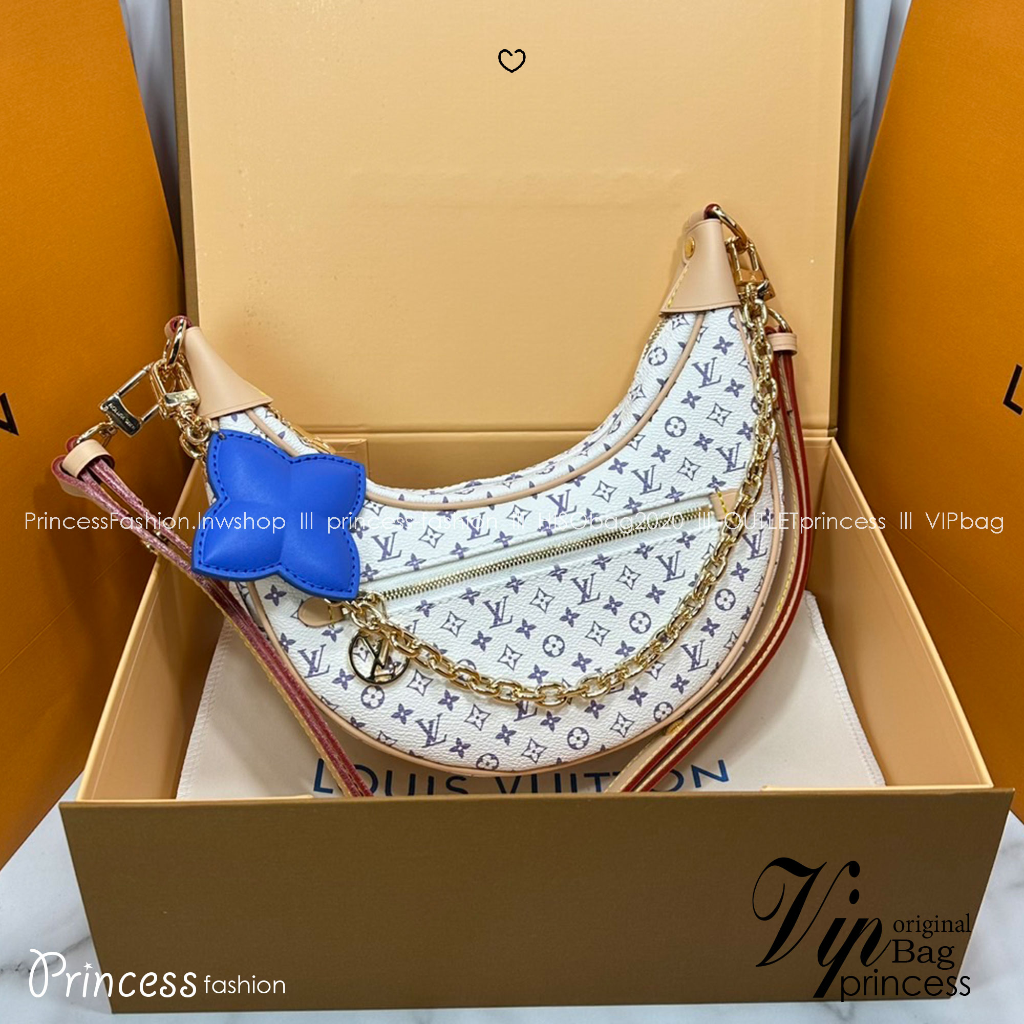 ORI หนังแท้ | LV Loop PM Bag กระเป๋าสะพาย ดีไซน์ทรงพระจันทร์ครึ่งเสี้ยวได้แรงบันดาลใจจากกระเป๋ารุ่น Croissant อันเป็นตำนานของเมซง