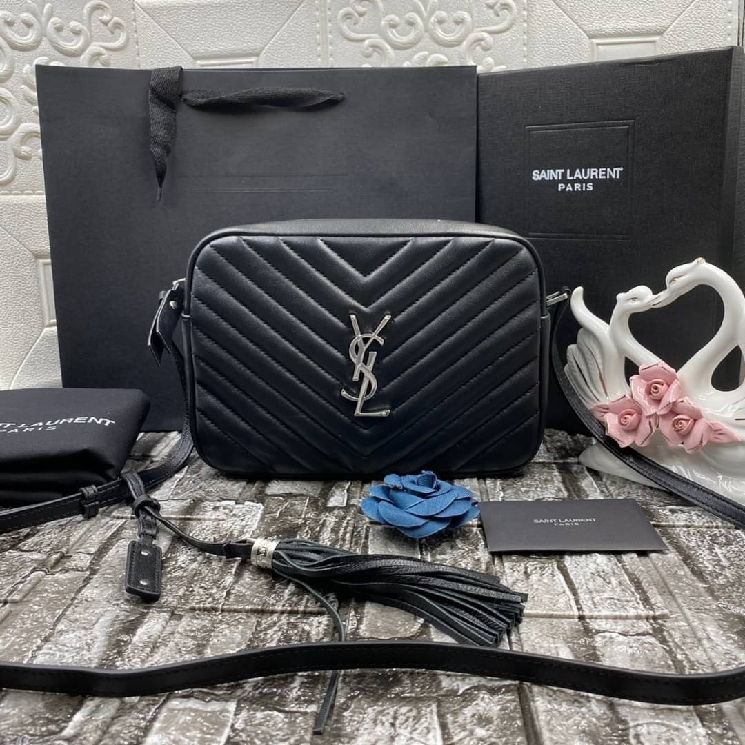 VIP 】หนังแท้ YSL SAINT LAURENT Lou Medium Monogram YSL Calf Crossbody Bag