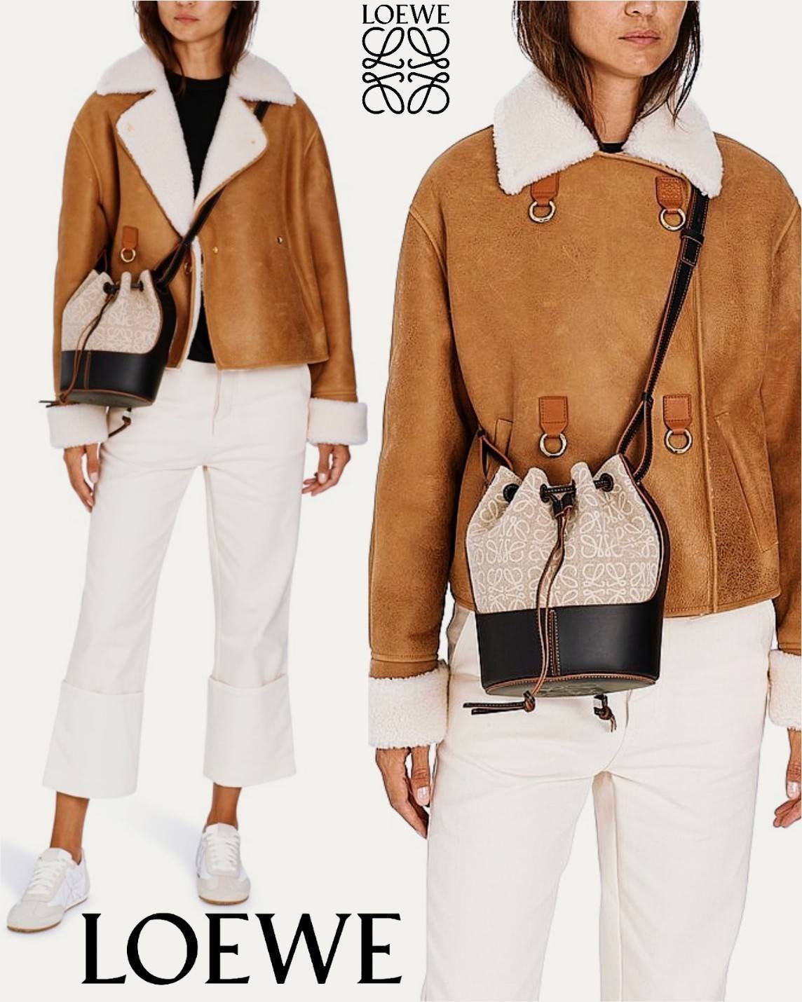 พรีเมี่ยมกิ๊ฟแท้ 100% 】LOEWE CROSSBODY ANAGRAM BUCKET BAG GIFT WITH PURCHASE (GWP) กระเป๋าถือหรือสะพายพรีเมี่ยมกิ๊ฟ Limited จาก LOEWE PERFUME DUTYFREE COUNTER รุ่นใหม่ล่าสุด Rare items หายากสุดเลอค่าวัสดุ Anagram Canvas ตัดหนังแท้ Calfskin สุดคลาสสิค