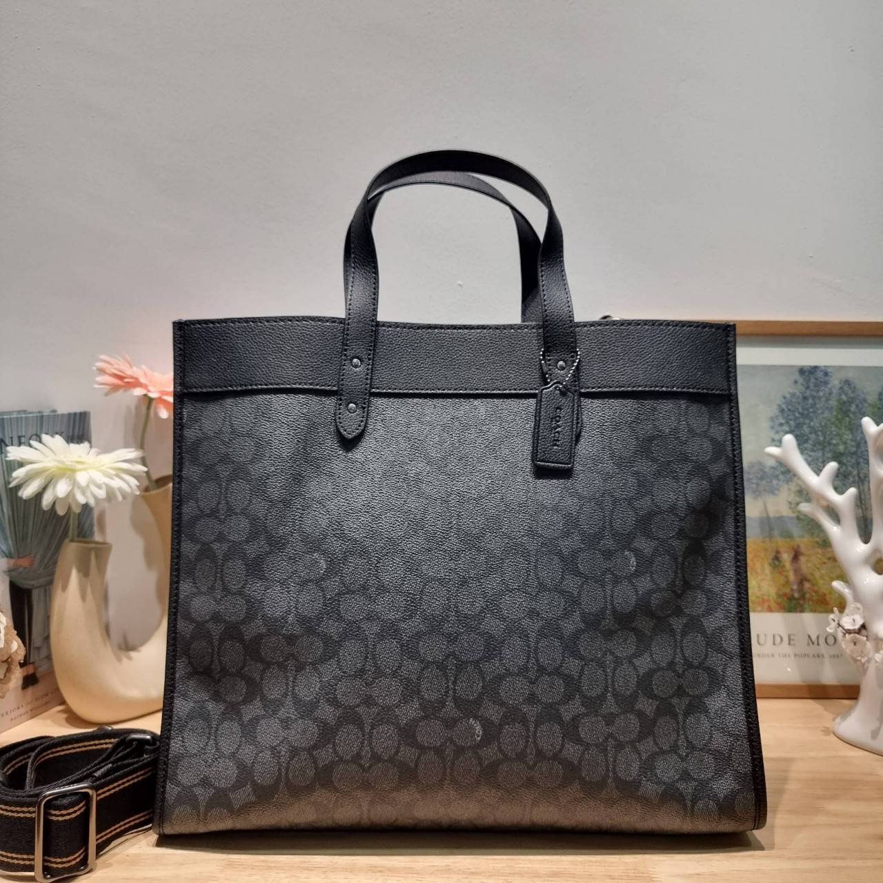 COACH FIELD TOTE IN SIGNATURE CANVAS C7674 กระเป๋าทรงโท้ท ไซส์ใหญ่ภายในโล่งกว้าง เกรดท็อปออริ เกรดดีสุด สลับแท้ 1:1