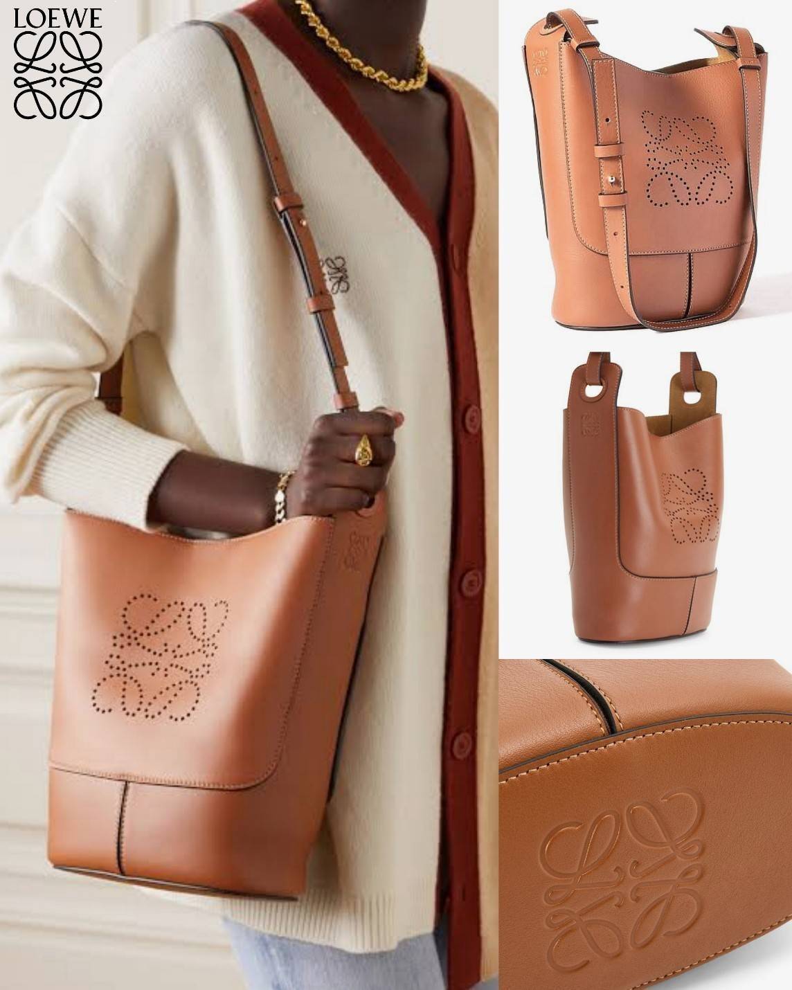 LOEWE HOBO LEATHER SHOULDER BAG VIP GIFT WITH PURCHASE (GWP) กระเป๋าหนังแท้พรีเมี่ยมกิ๊ฟ Limited Edition จาก LOEWE PERFUME DUTYFREE รุ่น Rare items วัสดุหนังแท้ Lambskin หนังนิ่มสวยดีไซน์หรูด้านหน้าฉลุโลโก้ Loewe Anagram คงเอกลักษณ์แบรนด์ ภายในโล่งกว้างวั