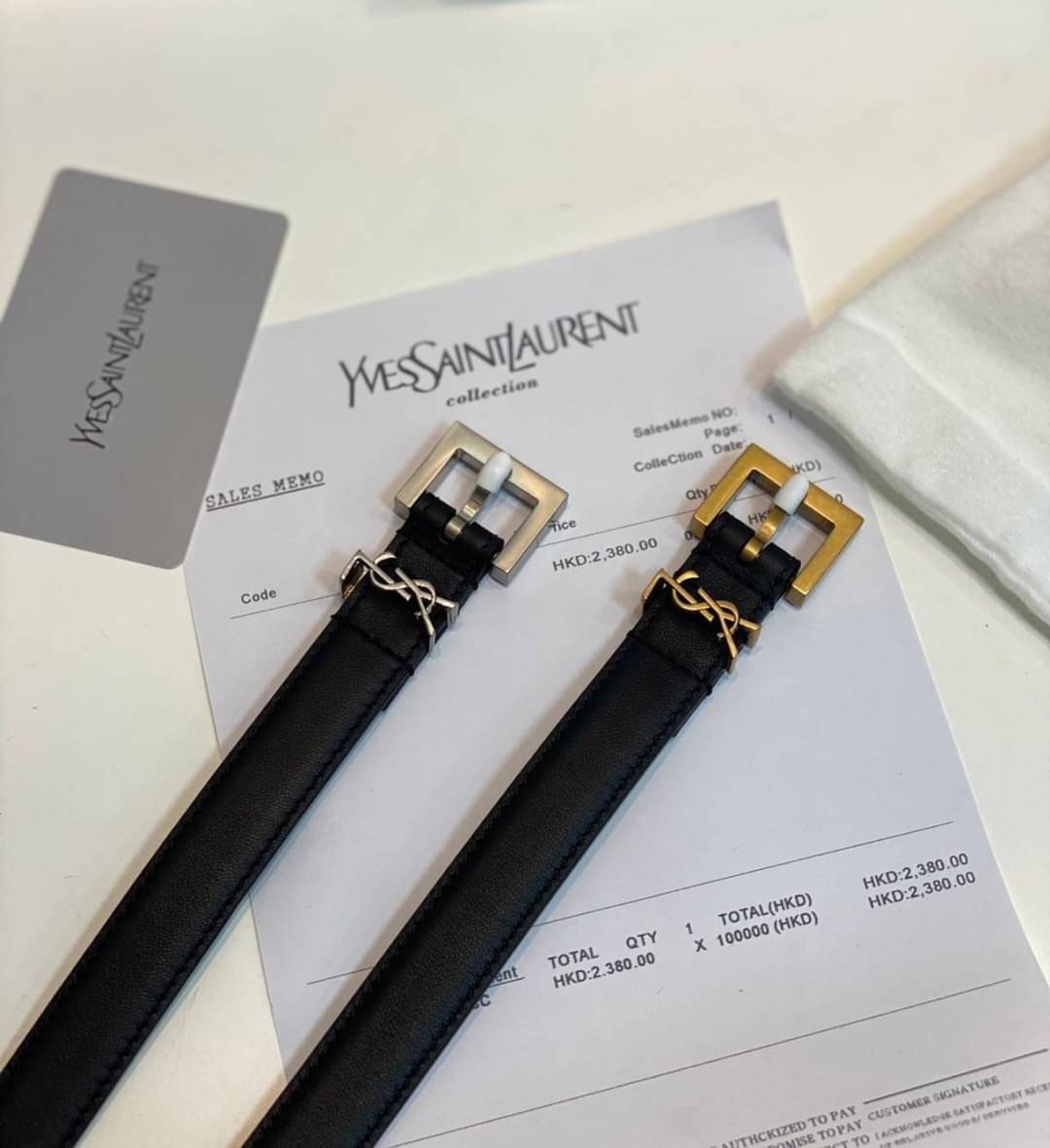 YSL Belt Black Leather เข็มขัดเกรดออริจินอลหนังแท้ พร้อมส่ง ภาพสินค้าถ่ายจากงานขายจริง ใช้งานต่างประเทศได้