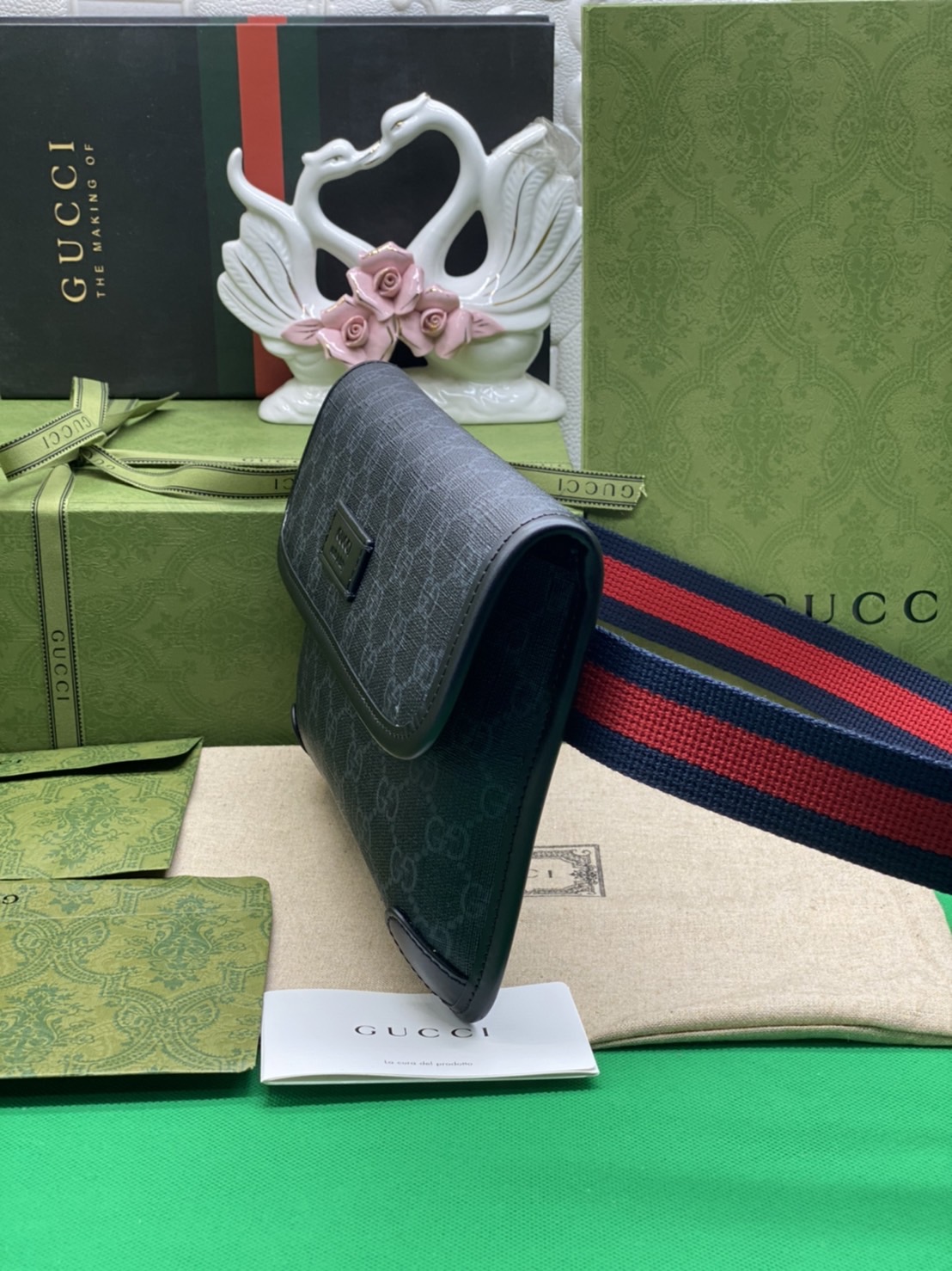 หนังแท้ GUCCI GG Black belt bag พร้อมส่งที่ไทย