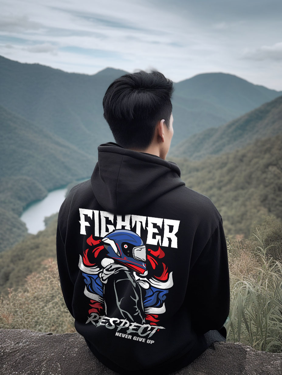 ขายดีอันดับ1 77DESIGN เสื้อฮูด RESPECT FIGHTER
