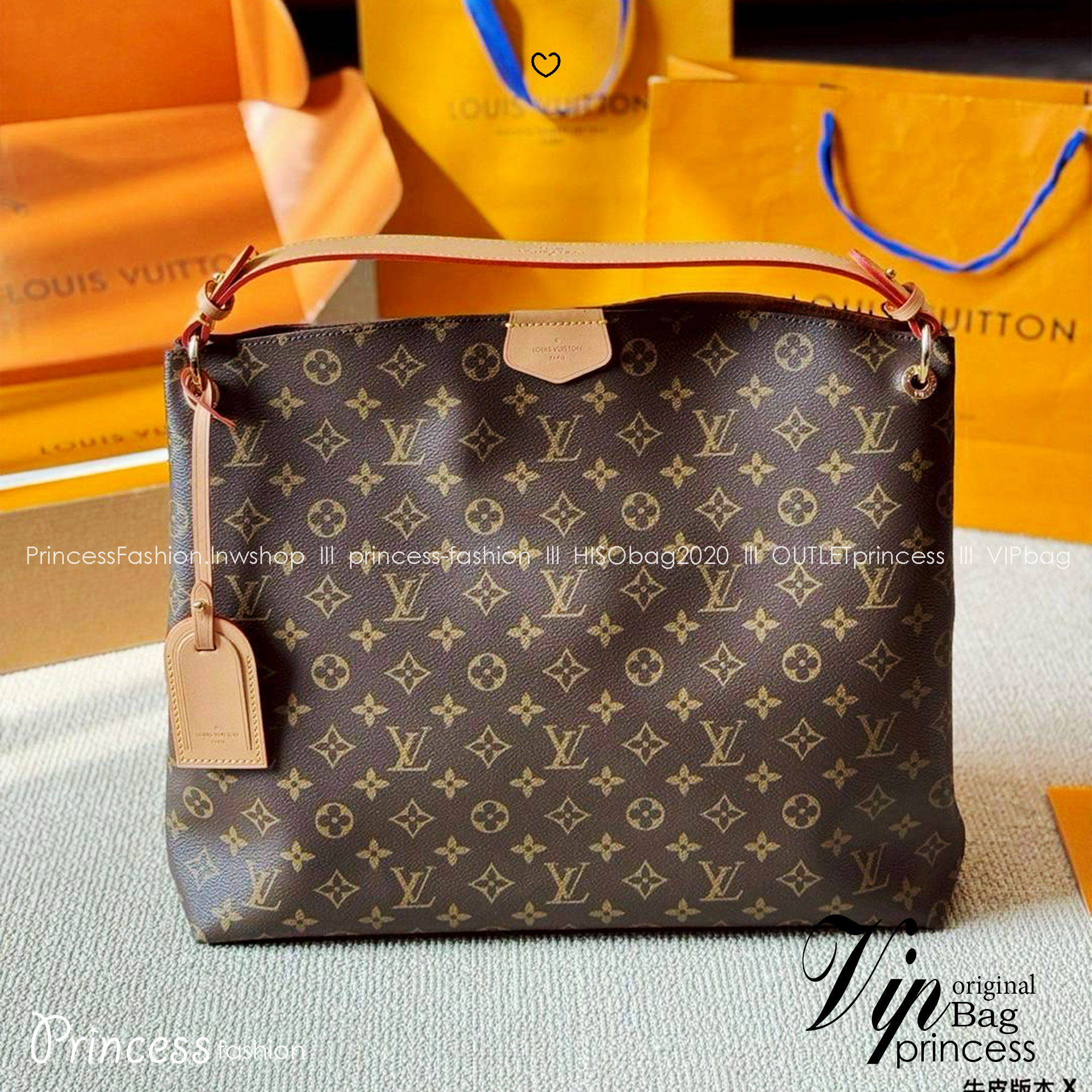 LV Graceful MM Monogram Canvas กระเป๋าสะพายทรงโท้ทใบใหญ่จุใจ จุของได้แบบสบายๆ ดีไซน์ใหม่เรียบหรูดูแพง ที่ฮอตที่สุดในตอนนี้ สะพายไปเที่ยวต่างจังหวัดคือดีงามมากจ้า
