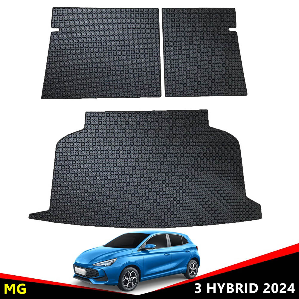 แผ่นปูท้ายรถ MG3 HYBRID 2024 แผ่นปิดเบาะ ลายกระดุม เอ็มจี3 สีดำ เข้ารูป
