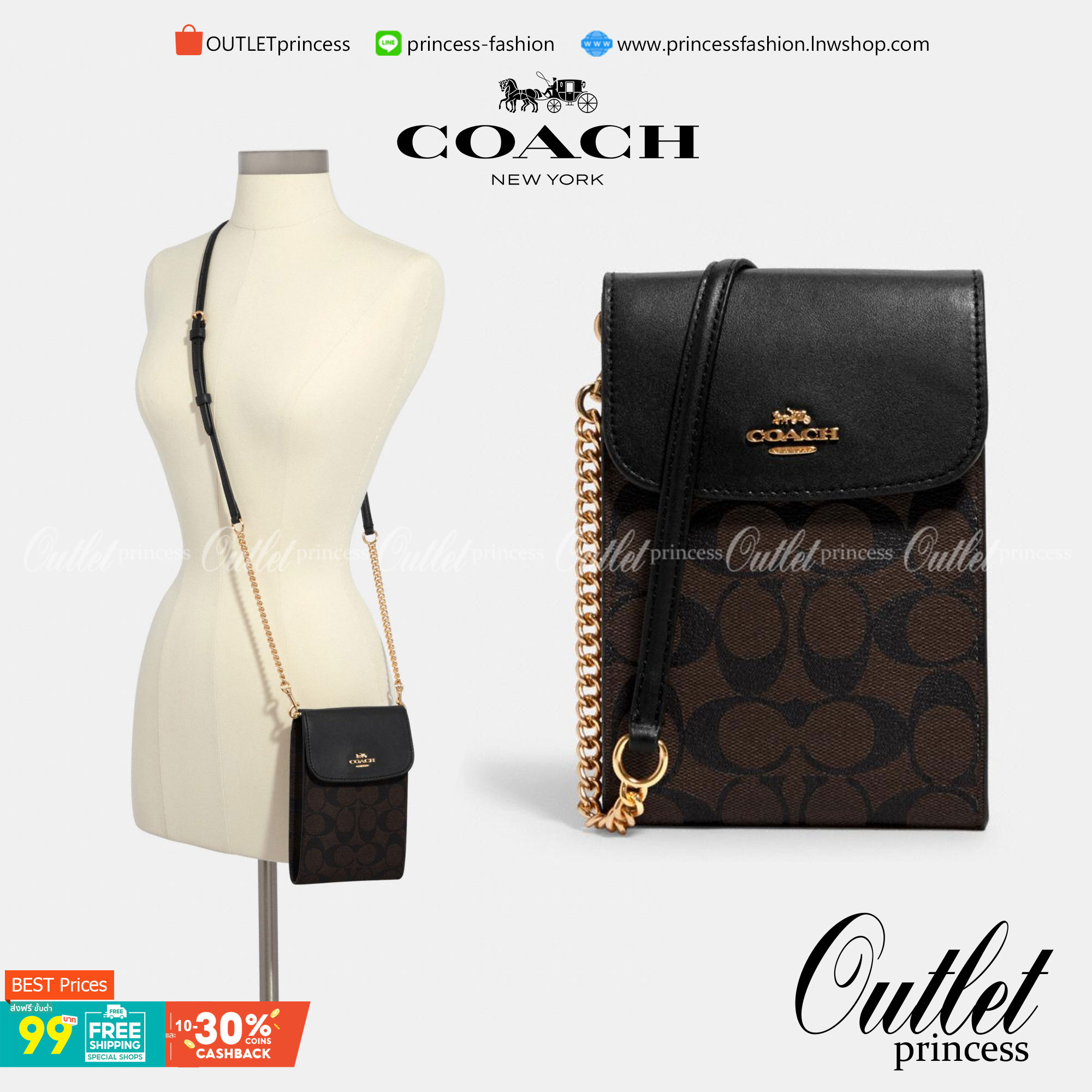 COACH 3051 RACHEL PHONE CROSSBODY IN SIGNATURE CANVAS HOT ITEM!! กระเป๋าสะพาย case phone ต้องมา ให้คุณพกพา gadget ล้ำไปได้ทุกที่ ใส่โทรศัพท์มือถือได้ทุกรุ่น ดีไซน์ใหญ่กว่าเดิม และยังมีช่องเก็บบัตรให้เพิ่มไปอีก ดีไซน์ลายซีคลาสสิค วัสดุหนังแคนวาส เปิด-ปิดด้