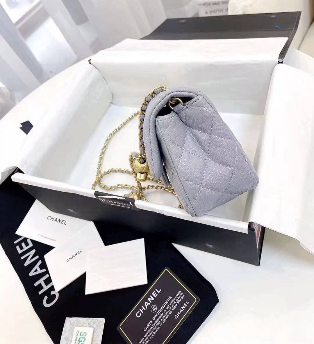 CHANEL MINI FLAP BAG CAVIAR Leather GOLD tone hardware พร้อมส่ง 5 สี