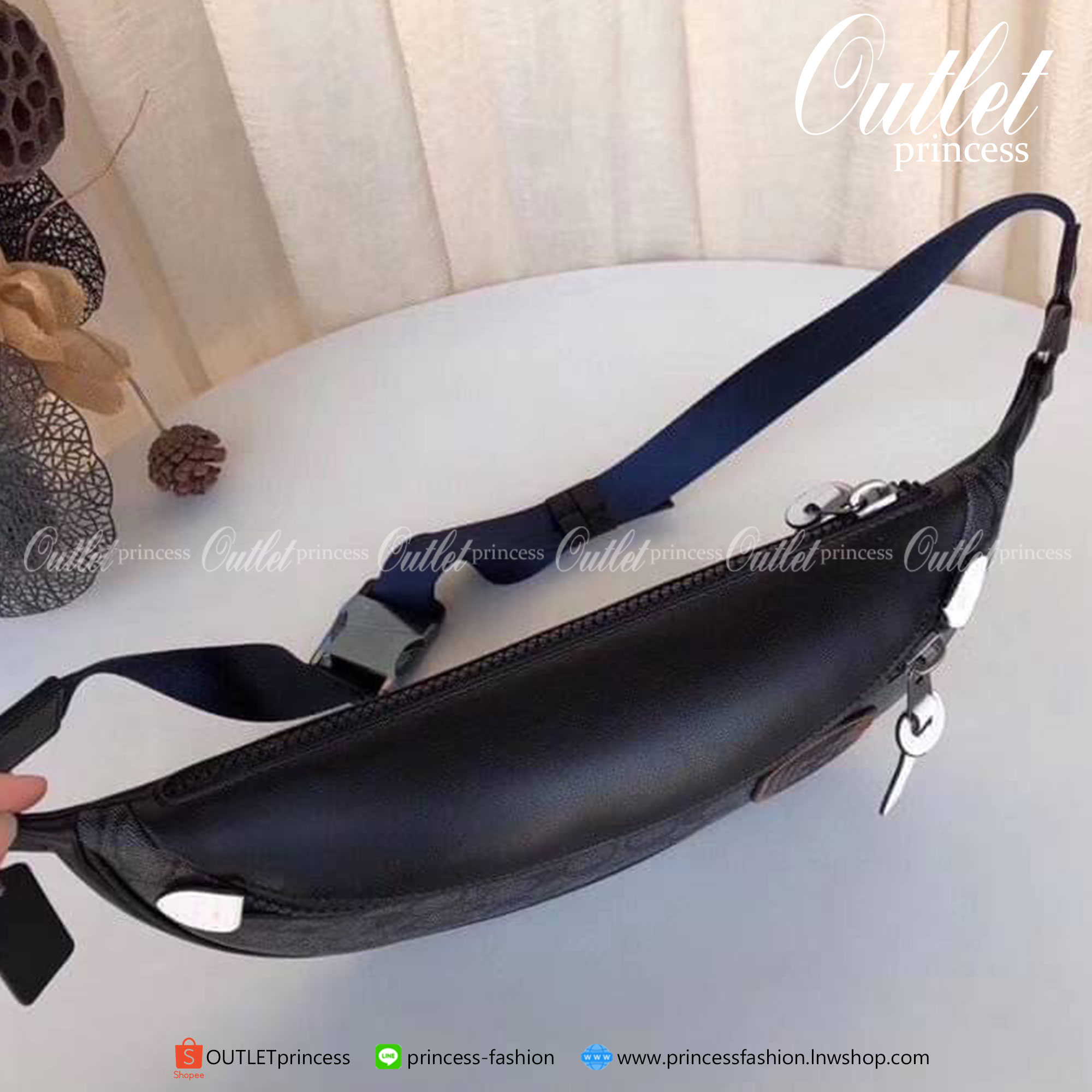 COACH Rivington Belt Bag In Signature Canvas With Coach Patch Black Copper/Black