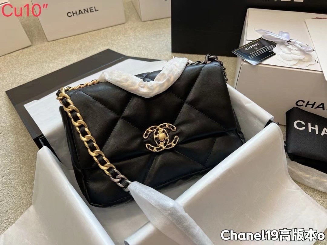 พร้อมส่ง 5 สี 8" 10" CHANEL 19 FLAP BAG กระเป๋าสะพายดีไซส์คลาสสิค หนังนิ่ม เงาขึ้นรูปสวย สายสะพายโซ่สองสีสลับหนัง