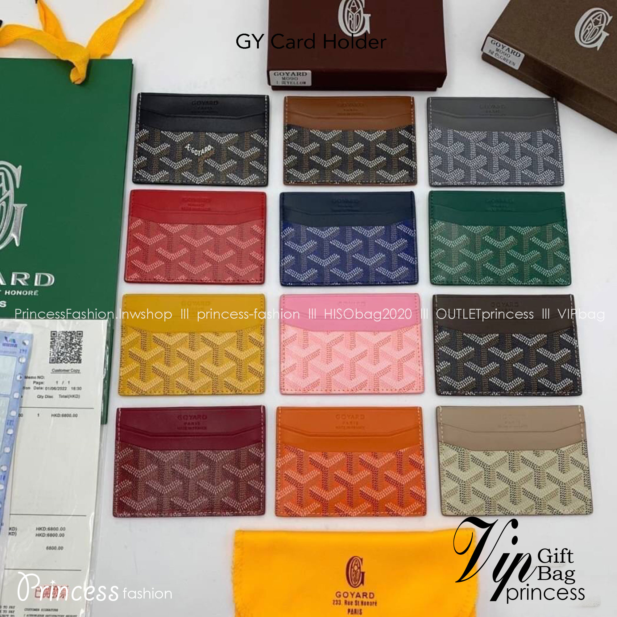 GOYARD Card Holder กระเป๋าใส่การ์ดรุ่นแบน ใช้ง่าย ใส่บัตรได้เยอะ (ใส่ซ้อนกันเลยจ้า) ด้านบนใส่แบงค์พับครึ่งได้นะคะ ดีมาก ผู้ชายก็ชอบ ผู้หญิงก็ชอบ