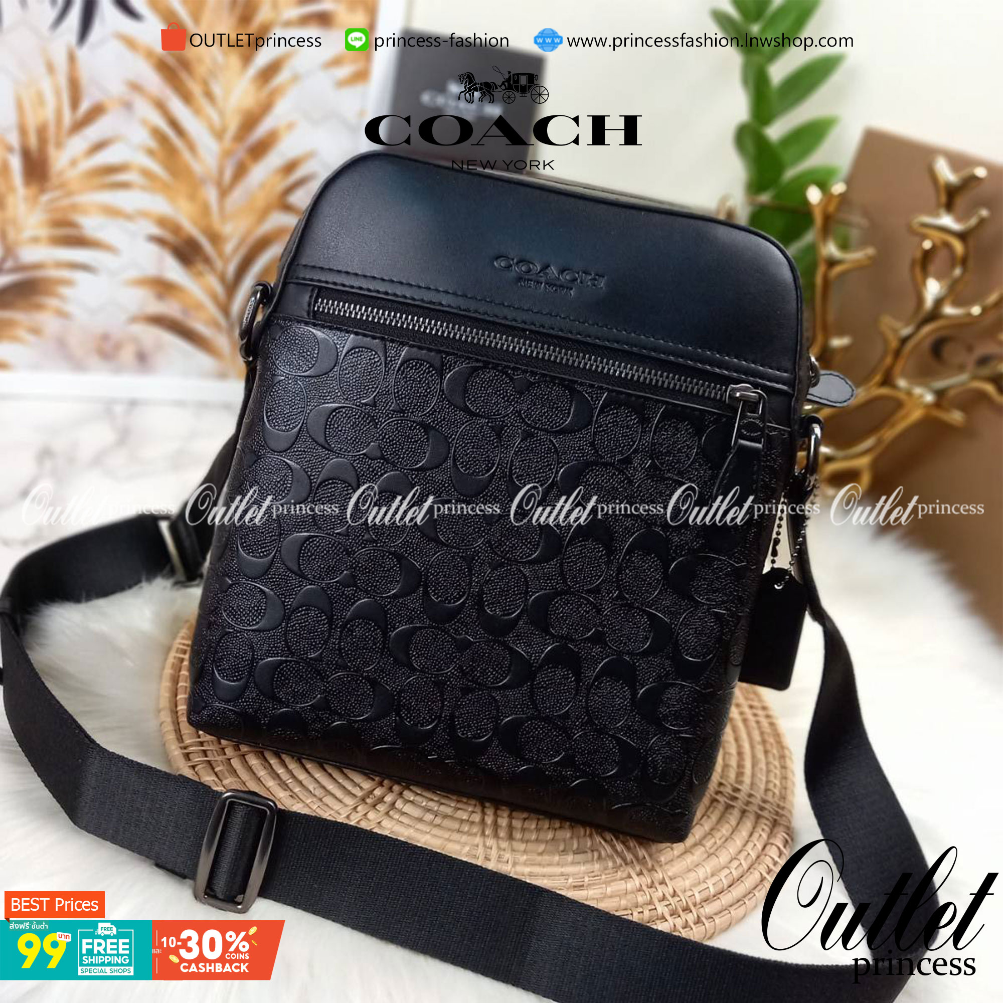 COACH HOUSTON FLIGHT BAG IN SIGNATURE LEATHER (COACH F73338) กระเป๋าสะพาย ลวดลาย C นูน SIGNATURE ที่ดูโดดเด่นมาก// วัสดุหนังแท้ทั้งใบ อยู่ทรงสวย// ด้านในโล่งกว้าง จุของได้เยอะ ด้านหน้ามีอีกช่องซิบไว้เก็บของสำคัญได้อย่างเป็นสัดส่วน ลงตัว เปิด-ปิด ด้วยซิบ/ 