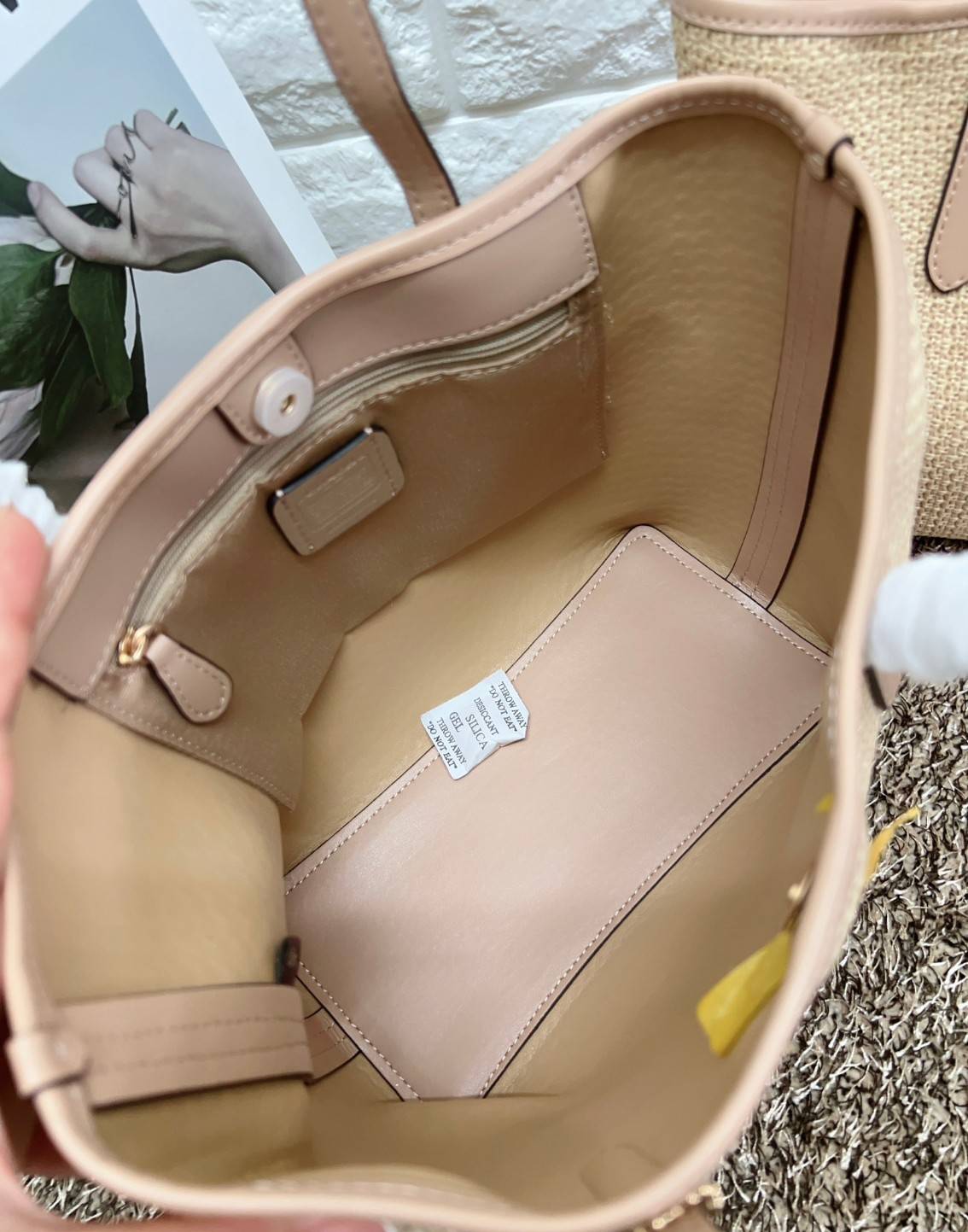 Coach Mini City Tote Bag In Straw And Smooth Leather 9" ((CS616)) กระเป๋าทรงโท้ทงานทอน้ำหนักเบา จุของได้เยอะ เกรดท็อปออริ เกรดดีสุด สลับแท้ 1:1 ใช้ต่างประเทศได้