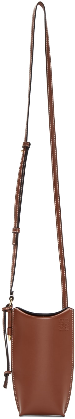 พรีเมี่ยมกิ๊ฟแท้ 100% 】LOEWE Gate Pocket leather bucket bag กระเป๋าใส่โทรศัพท์มือถือ และของจุกจิกเล็กๆ งานหนังแท้ สีน้ำตาล สวยหรูมากค่าา