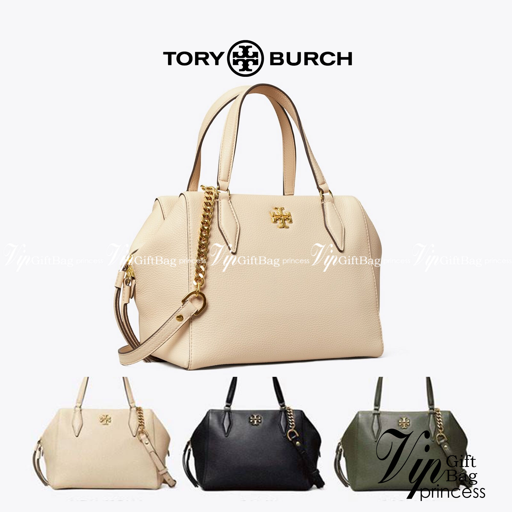 TORY BURCH KIRA PEBBLED SATCHEL BAG รุ่น 74650 กระเป๋าสะพาย Crossbody หนัง togo อะไหล่ทอง ทรงสวยสุดฮิต เป็นรูปทรงใหม่ มาแรงที่สุดในตอนนี้!! สัมผัสนุ่มมือ ตั้งอยู่ทรง ออกแบบเก๋ไก๋ สามารถปรับใช้ได้ 2 แบบ ไม่เหมือนใคร เปิดปิดด้วยซิป ภายในบุผ้าอย่างดี ช่องหลั