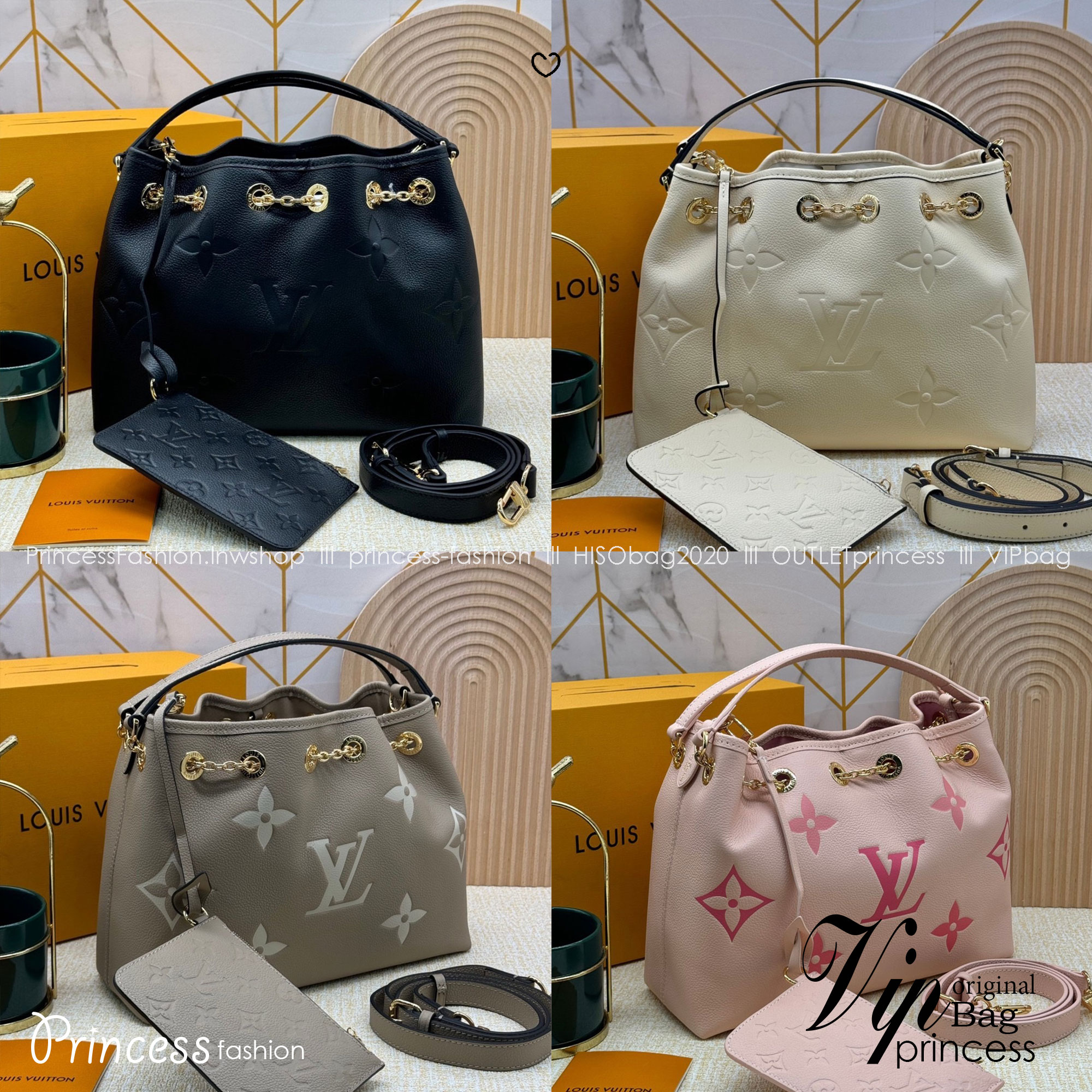 LV Bundle Bag / LV Bella Bucket Bag กระเป๋าสะพายทรงบัคเก็ตรุ่นใหม่ หนังแท้ Monogram Empreinte ตกแต่งอะไหล่สีทองหรูหราปั้มแบรนด์ รูปทรงกระเป๋าเพรียวบางใช้งานได้ตั้งแต่เช้าจรดค่ำแมตช์กับเสื้อผ้าได้ทุกชุด หูจับแบบคู่ใช้ถือก็ดู ล้ำสมัย