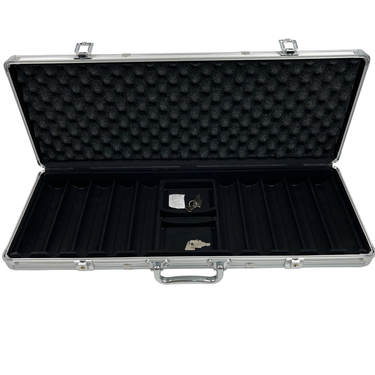 ชุดชิปโป๊กเกอร์เกรดพรีเมี่ยมพร้อมกระเป๋าแบบบางใส่ชิปสีเทาขนาดบรรจุ 500 ชิป ชุด 2