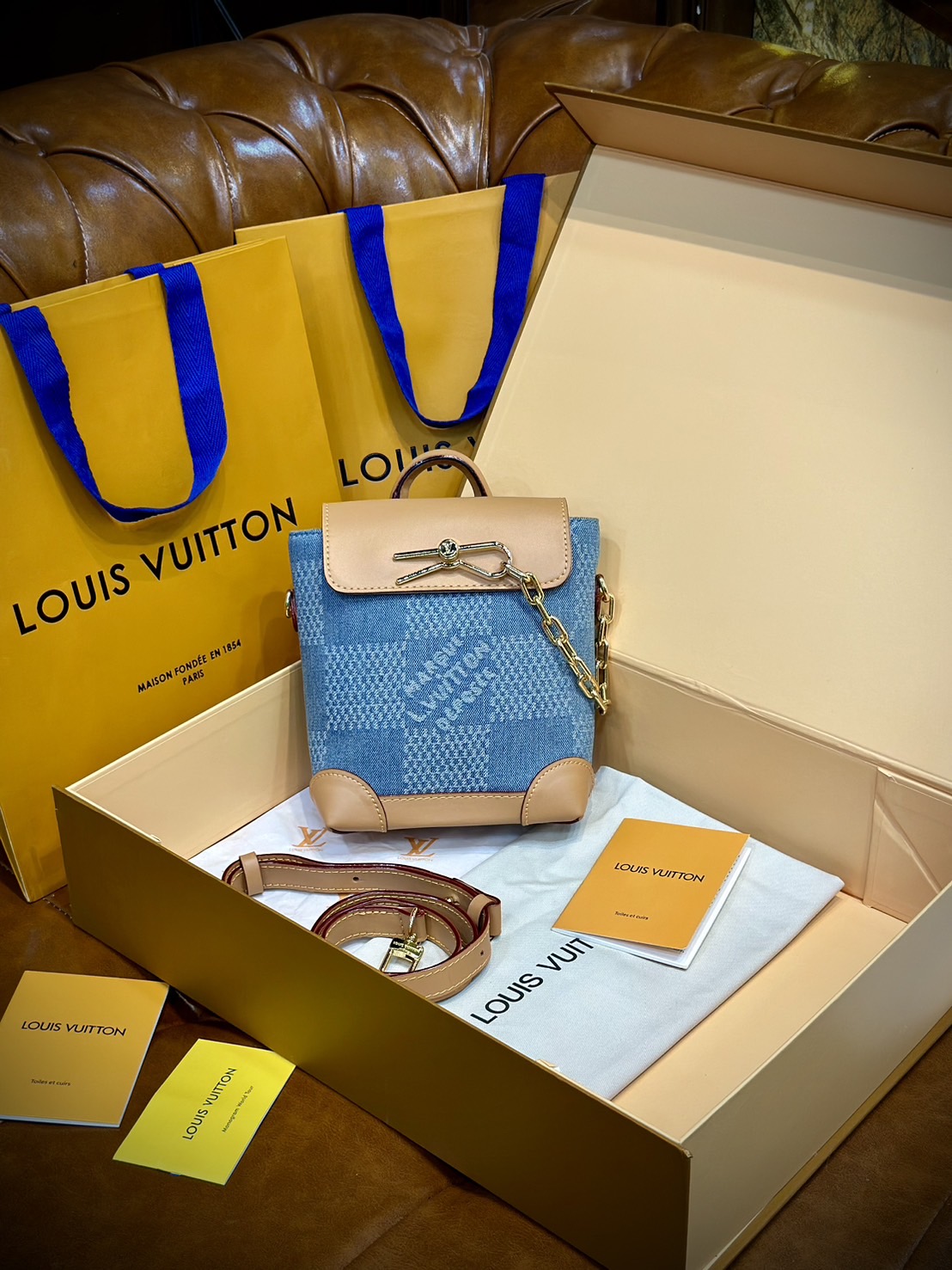 LV Nano Steamer Bag Monogram Craggy กระเป๋าสะพายดีไซส์วินเทจลายใหม่ สวยงามหรูหรา โดดเด่นสะดุดตาเป็นเอกลักษณ์ เกรดออริ