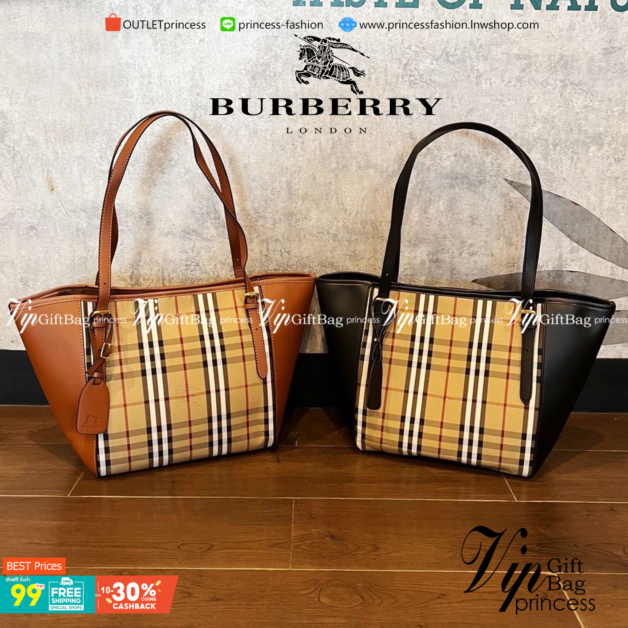 BURBERRY TOTE VINTAGE BAG วัสดุหนัง CANVAS สลับหนัง ลายออริจินอลแบรนด์ตัดขอบหนัง ภายในมีช่องใส่ของโล่งกว้าง สามารถใส่มือถือ ipad ของจุกจิกได้ อีกด้านใส่ของพร้อมหยิบใช้ อะไหล่แบรนด์สีทองวินเทจ Rare items เด็ดๆแบบนี้ห้ามพลาดน้าาา