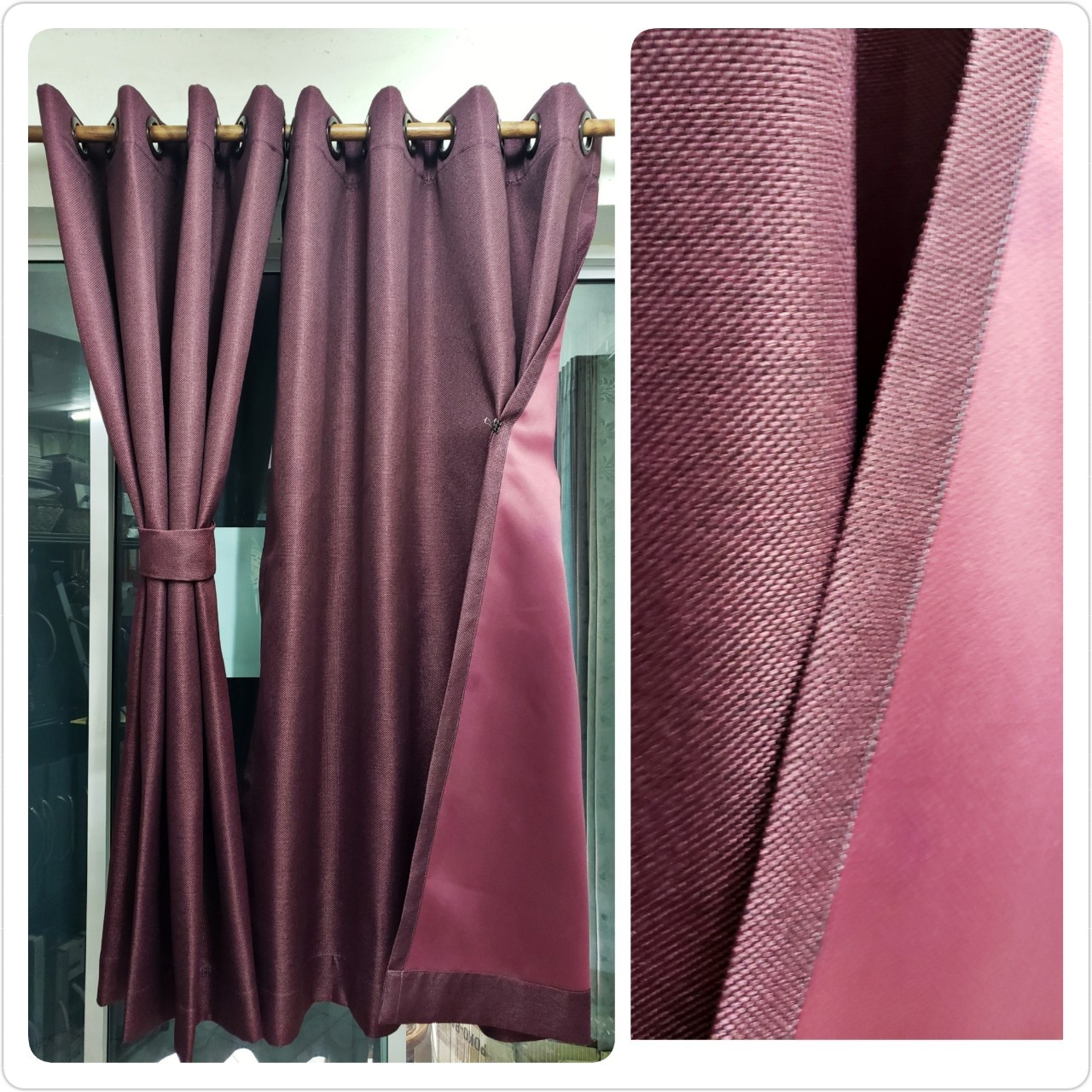 ผ้าม่าน ก.270*ส.255ซม./ผืน รุ่นดีลักซ์ Deluxe กันแสง 90% สีไวน์แดง