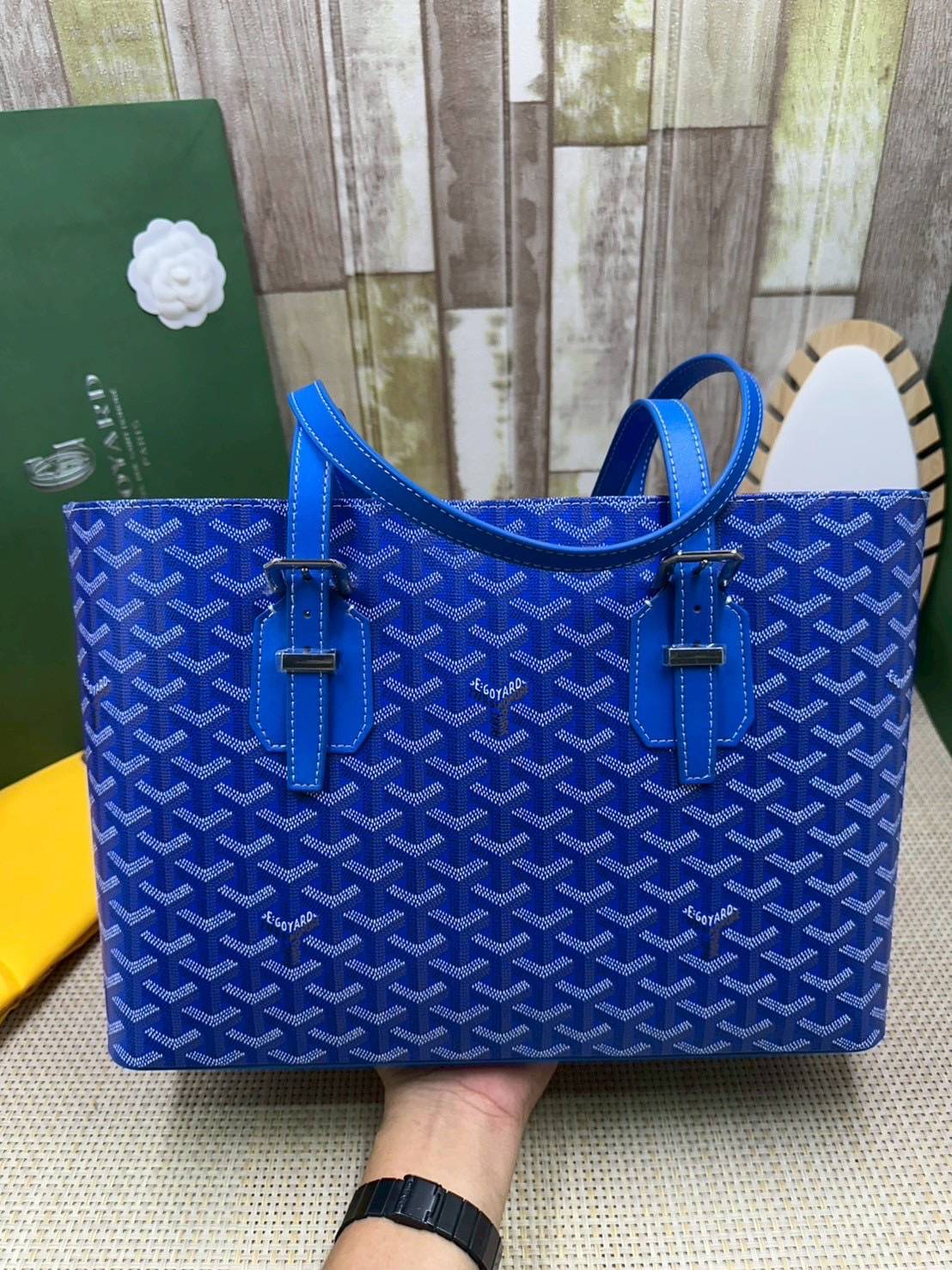 7 สี ORI หนังแท้ | GOYARD Goyardine Sac Marie Galante 35cm / Goyard Tote Bag กระเป๋าสะพายทรงโท้ท พร้อมหูจับใช้งานง่าย ภายในโล่งกว้าง หรูหราลงตัว