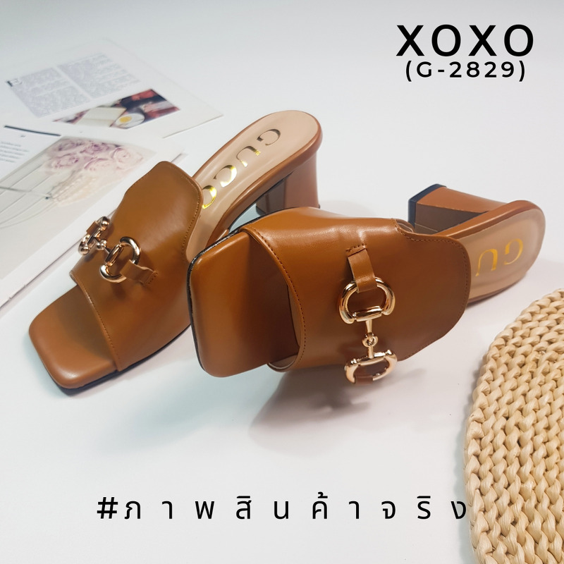 Gucci Mid Heel รองเท้าส้นกลาง 3 นิ้ว งานสวม สวย เก๋ วัสดุหนัง PU ทรงเปิด ด้านบนติดอะไหล่สีทอง ส้นแท่ง ยื่น เดิน ใช้งานง่าย น้ำหนักเบา แมทส์ชุดง่าย