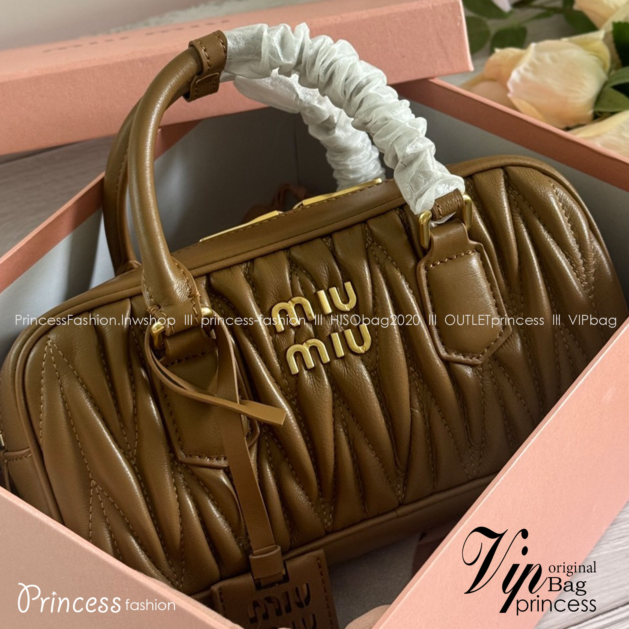 MIU MIU Arcadie Matelassé nappa leather bag 24cm กระเป๋าถือสะพาย luxurious เกรดออริ ท็อป 1:1 เกรดงานปราณีตละเอียด หนังสวย เกรดดีสุด ใช้งานต่างประเทศได้