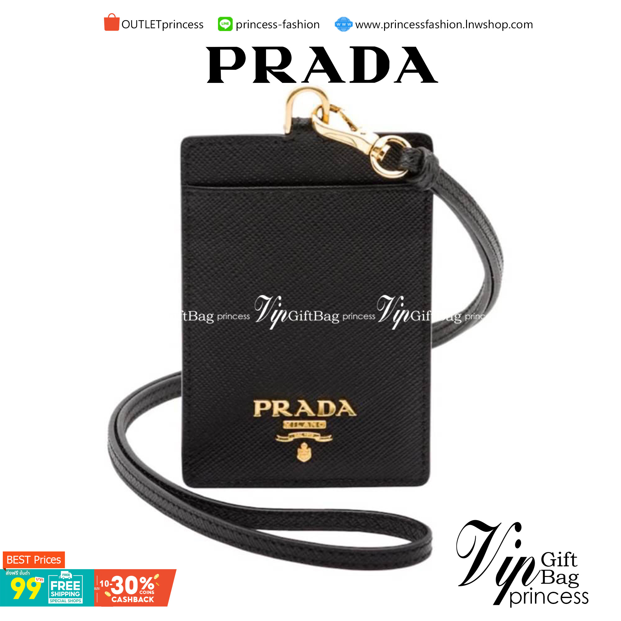 สิ้นสุดการรอคอย!! พร้อมส่งที่ไทยแล้วค่ะ สายคล้องบัตรสุดคลาสสิค จากงานพรีเมี่ยมกิ้ฟท์แบรนด์ดังอย่าง PRADA วัสดุหนังพรีเมี่ยม SAFFIANO อะไหล่ทอง ปั้มแบรนด์ ด้านหน้ามีช่องใส่บัตร1ใบ ประกับโลโก้PRADA และด้านหลังใส่บัตรได้อีกหนึ่งใบ(แบบใส) สำหรับโชว์บัตร ไอเท็