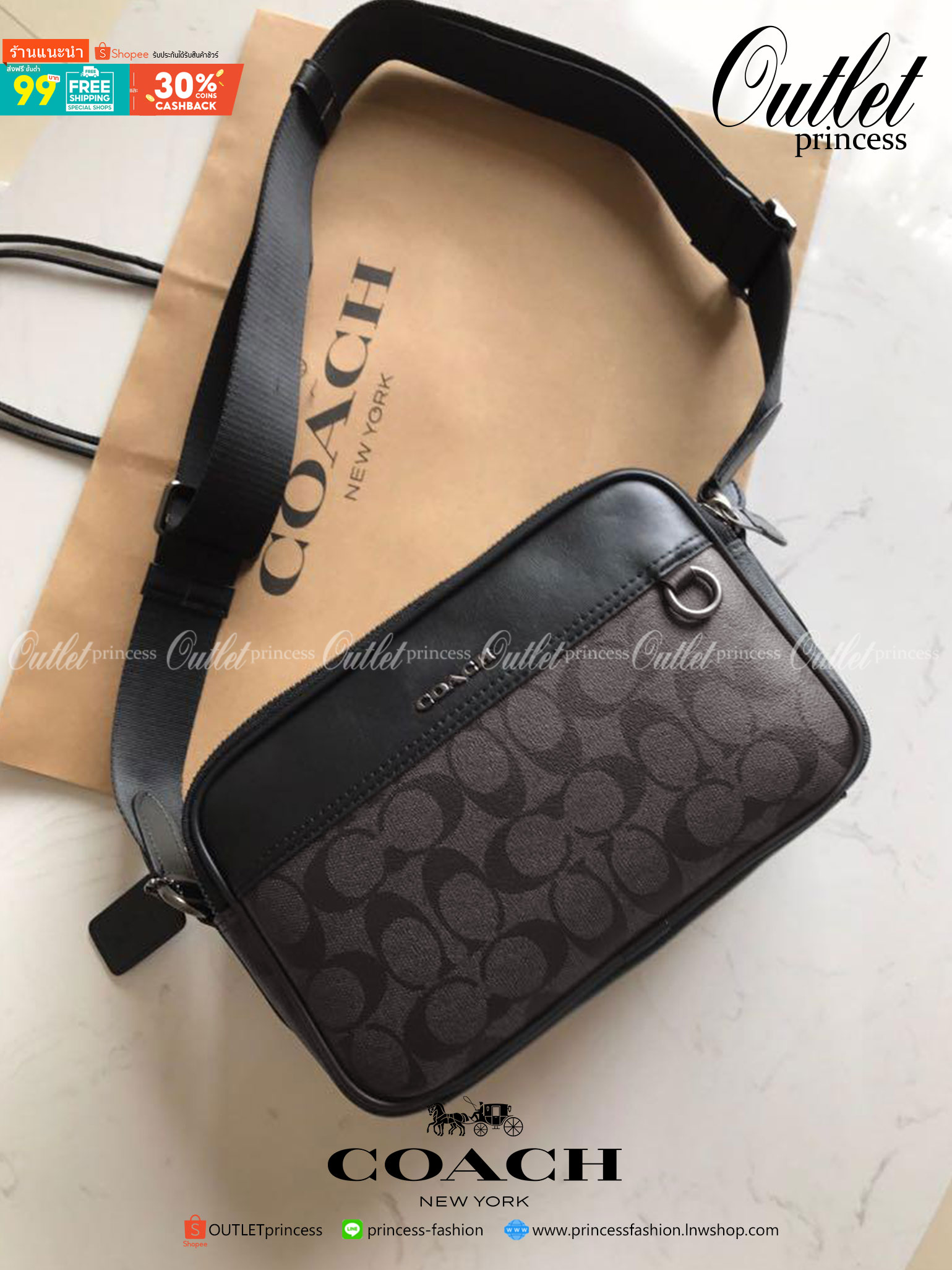 COACH GRAHAM CROSSBODY IN SIGNATURE CANVAS (COACH C4149) กระเป๋าครอสบอดี้รุ่นยอดฮิตสำหรับหนุ่มๆ ที่สาวๆก็ใช้ได้!! รูปทรงดีไซน์คลาสสิค ใช้งานสะดวก วัสดุหนังแคนวาสเคลือบลาย เปิด-ปิดด้วยซิป ภายในเป็นช่องโล่ง ใส่ของสำคัญได้ครบ สายสะพายปรับได้ตามตัว มีมาให้ช้อ