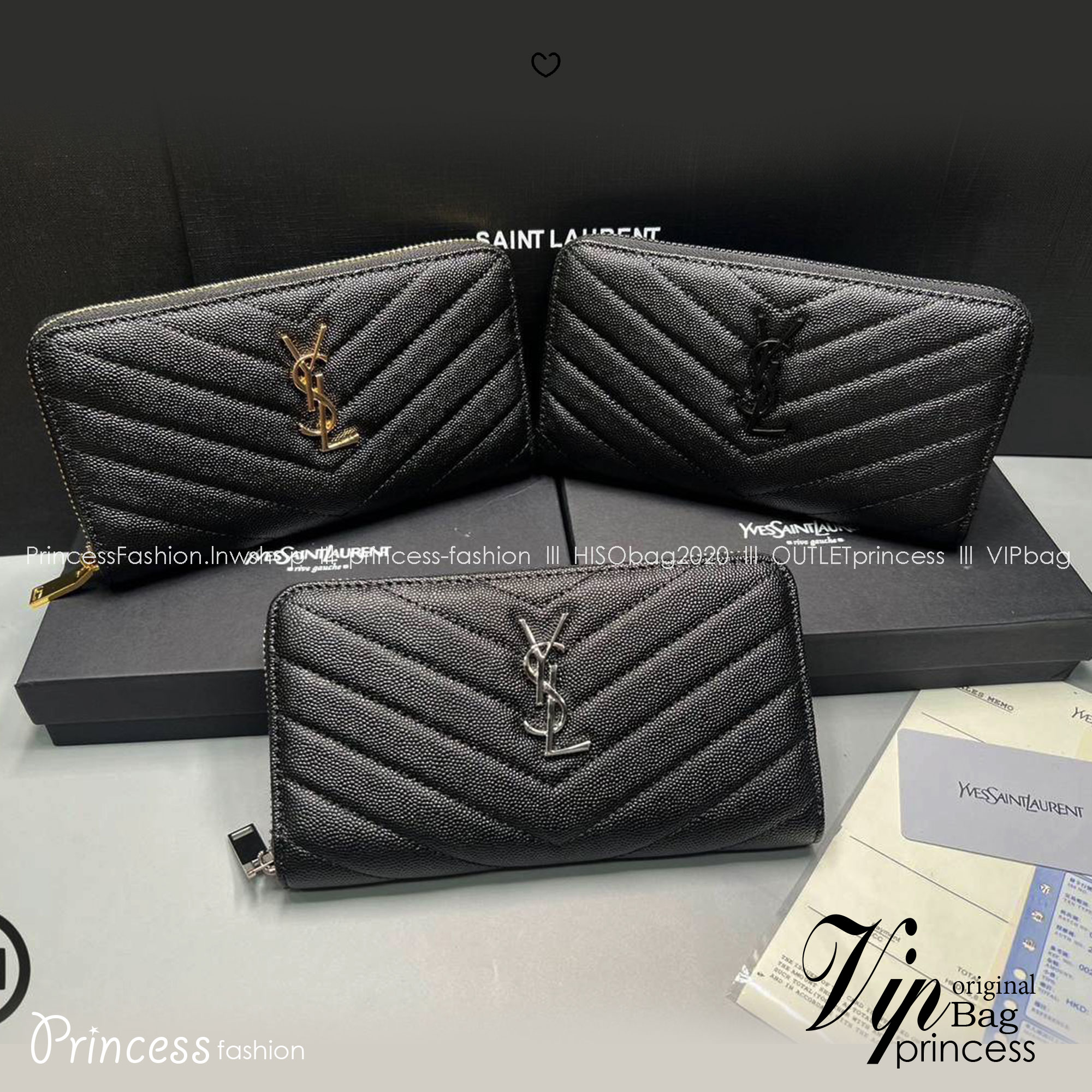 ORI หนังแท้ | YSL zip around wallet / YSL Long Wallet กระเป๋าสตางค์ใบยาวซิปรอบ 🤍 เกรดออริจินอล