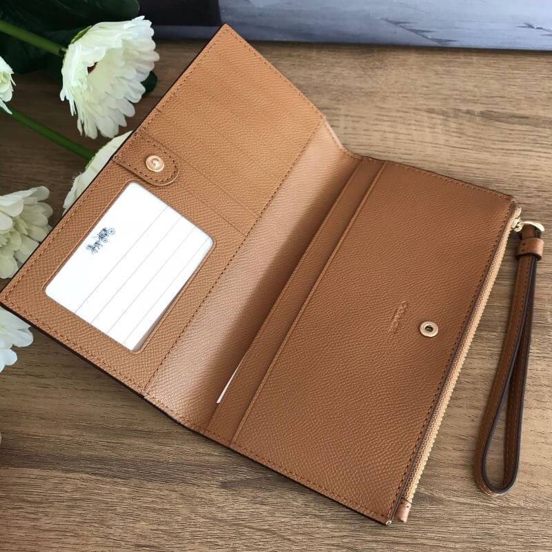 COACH 73156 Pebbled Leather Long Wallet พร้อมส่งสีดำ สีน้ำตาล