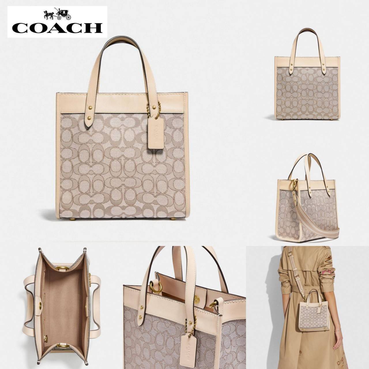 ใบนี้ ช่วยให้ชีวิตง่ายขึ้นเยอะเลย🌈🌺>>COACH FIELD TOTE 22 IN SIGNATURE JACQUARD(COACH C3865) 🍁กระเป๋าถือ สะพาย รุ่น Unisex ใช้ได้ทุกเพศวัย ขนาดเหมาะต่อการใช้งานในแต่ละวันมากๆ //วัสดุ jacquard ลาย signature ตกแต่งดีเทลด้วยหนังแ