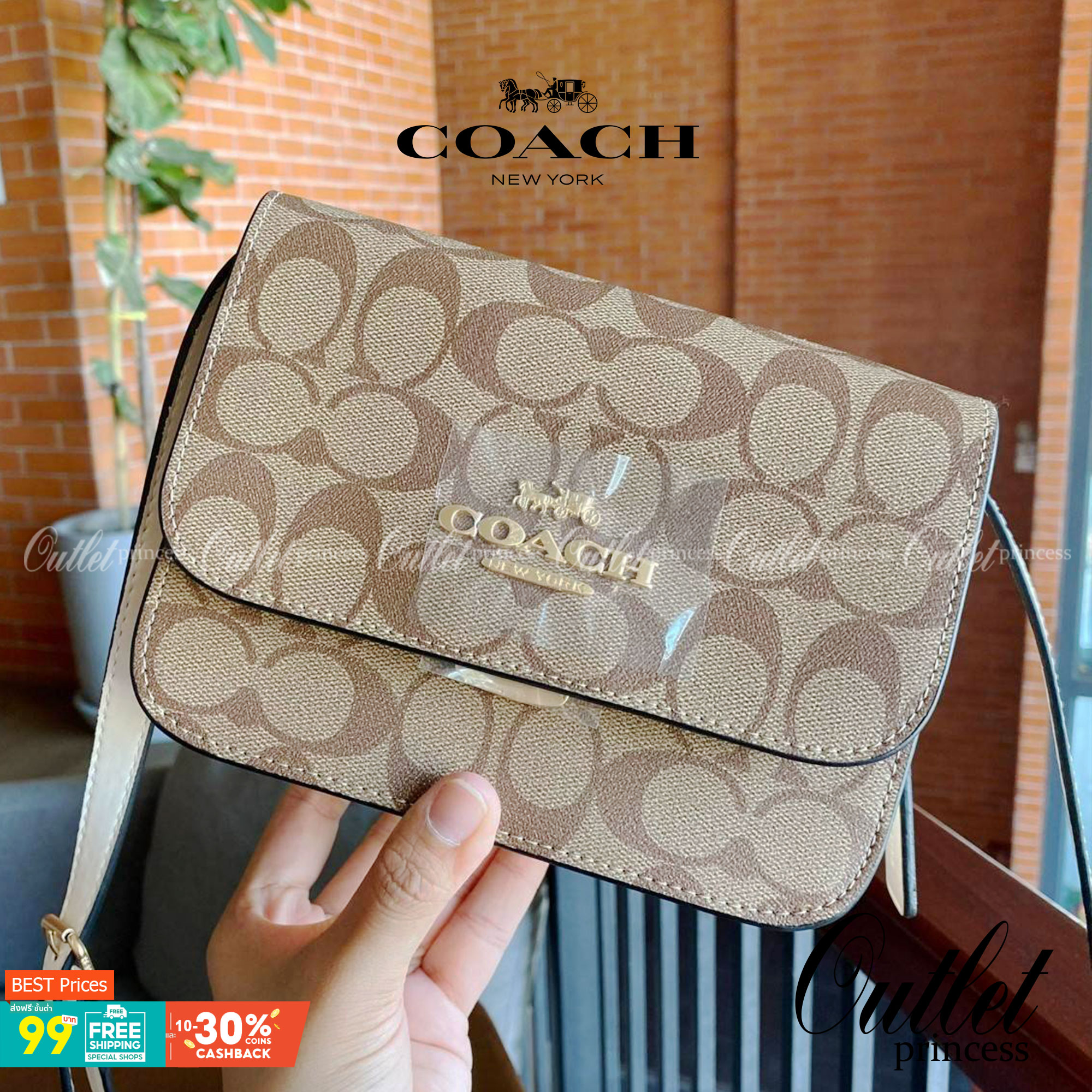 COACH C5592 MINI BRYNN CROSSBODY IN SIGNATURE CANVAS กระเป๋าถือ กระเป๋าสะพาย ไซร์มินิ ลุคคุณหนูสุดเก๋ จะถือเป็นครัชหรือสะพายเป็นครอสบอดี้สุดชิลๆได้หมด วัสดุหนังแคนวาสคุณภาพ ตกแต่งดีเทลหรูด้วยหนังแท้ อะไหล่สีทอง งานสวย เปิด-ปิด ด้วยตัวกด-ล๊อคแบบอัตโนมัติ ด