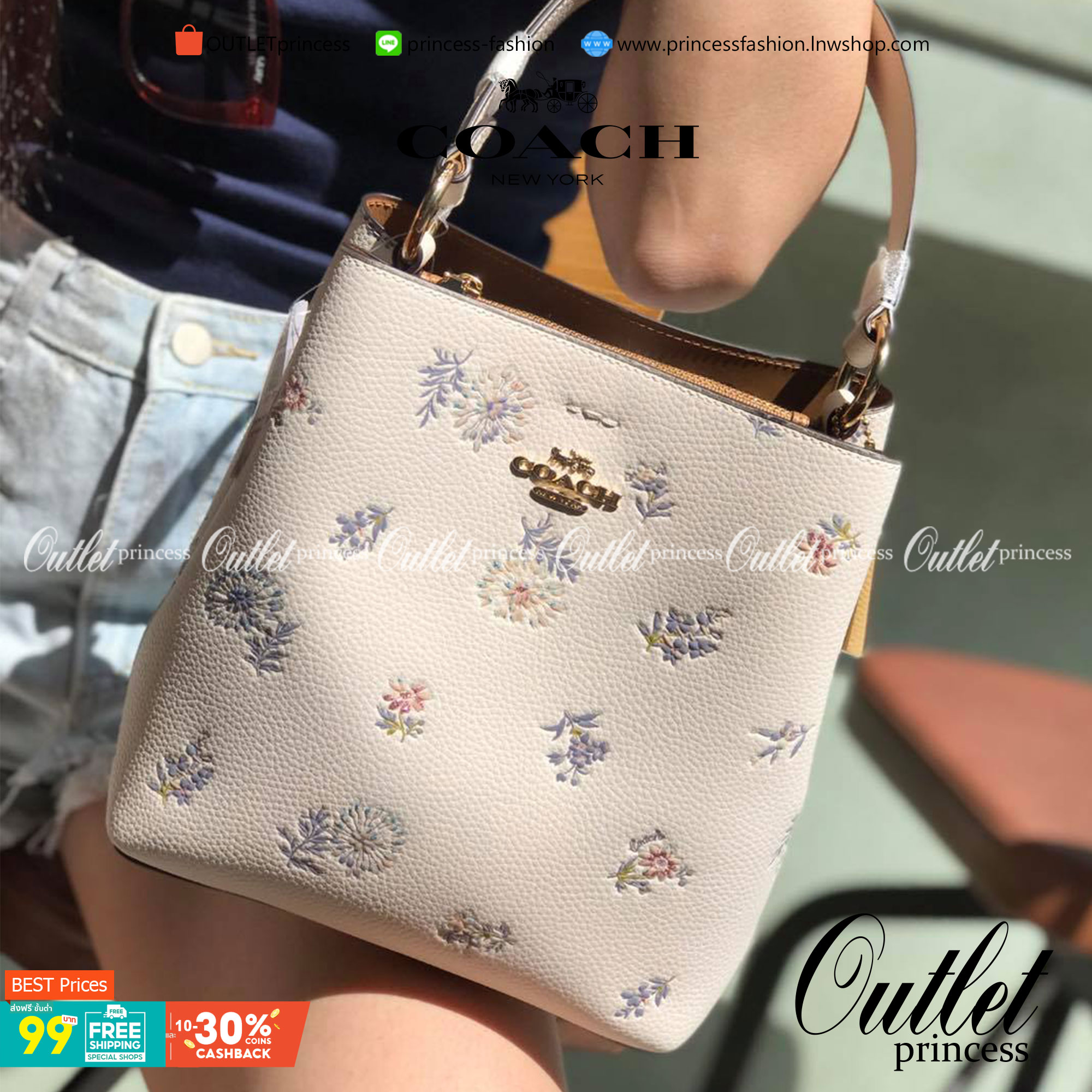 รุ่นฮิต รุ่นขายดี รุ่นที่สาวๆต้องมีค่ะ!! COACH SMALL TOWN BUCKET WITH DANDELION PRINT ((2310)) พร้อมส่งที่ไทยอีกครั้ง ห้ามพลาดค๊าาา😘 กระเป๋าทรงถัง หนังแท้ลายหนังสวยนิ่มอย่างดีค่ะ!