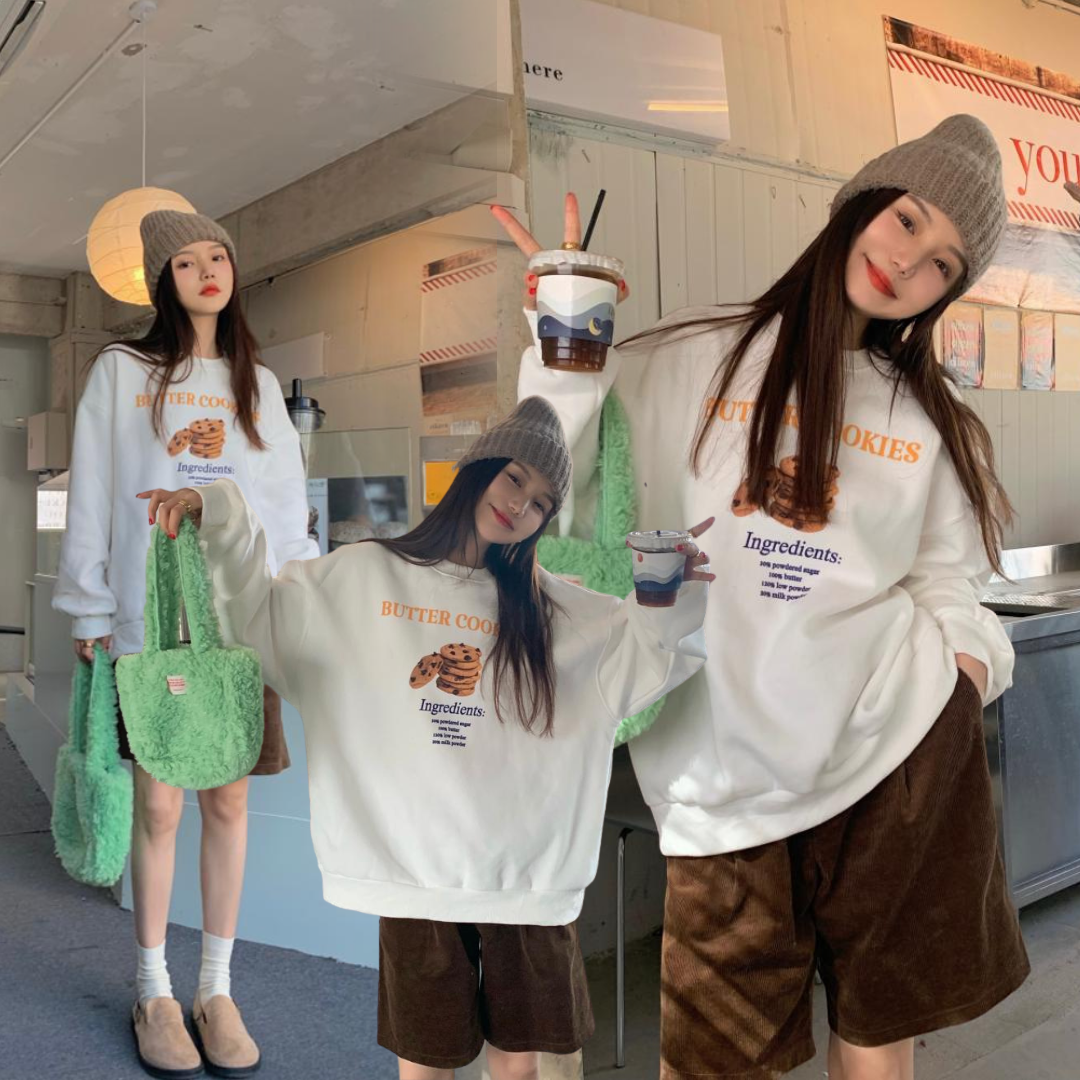 โค้ดเยอะ ส่งไว 🍪🛋️ Cookie sweater เสื้อสเวตเตอร์พิมพ์ลายคุกกี้ (IN38277)