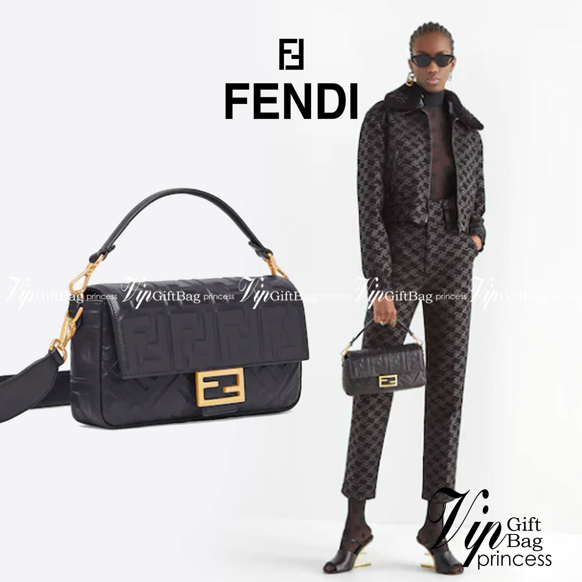 หนังแท้ FENDI Baguette Black leather bag พร้อมส่งที่ไทย ภาพสินค้าถ่ายจากงานขายจริง ใช้งานต่างประเทศได้ค่ะ
