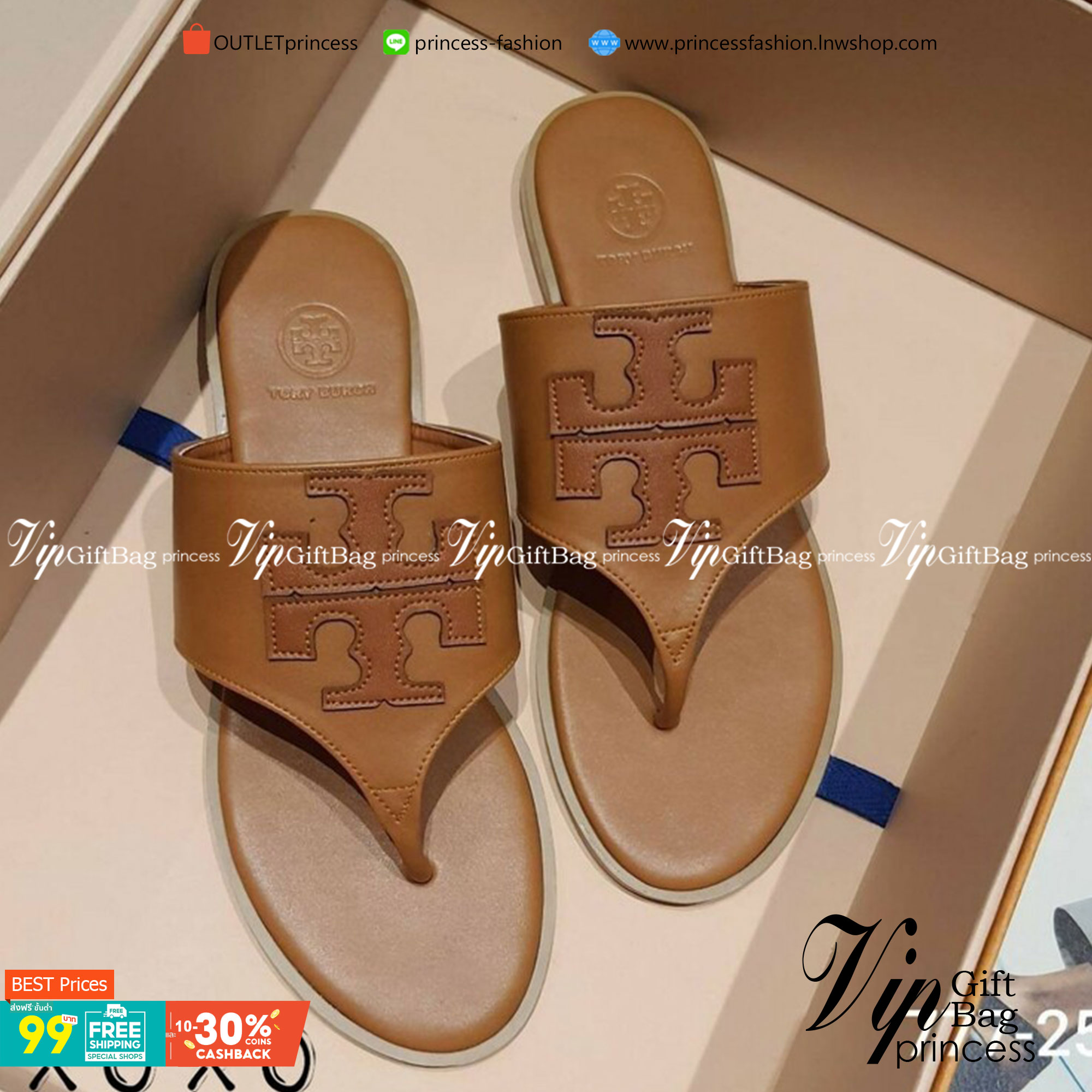 TORY BURCH SANDELS แตะหนีบ งานชนช้อป งานสวยมากคะ วัสดุหนัง PU ด้านหน้าว่างลายโลโก้แบรนด์ เรียบ หรู ดูแพงเกินราคาขายแน่นอนคะ แมทส์เข้าชุดง่าย น้ำหนักเบา