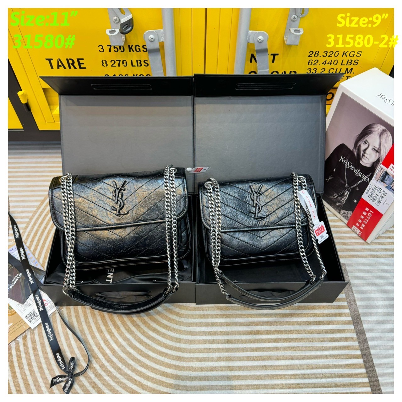 YSL NIKI IN VINTAGE LEATHER BAG กระเป๋าสะพายทรงคลาสสิคสุดฮอต (อะไหล่เงิน/ดำ) ที่ใครๆก็ต้องมีใช้ ดีไซน์เรียบหรู วัสดุหนังลายวินเทจสัมผัสดี