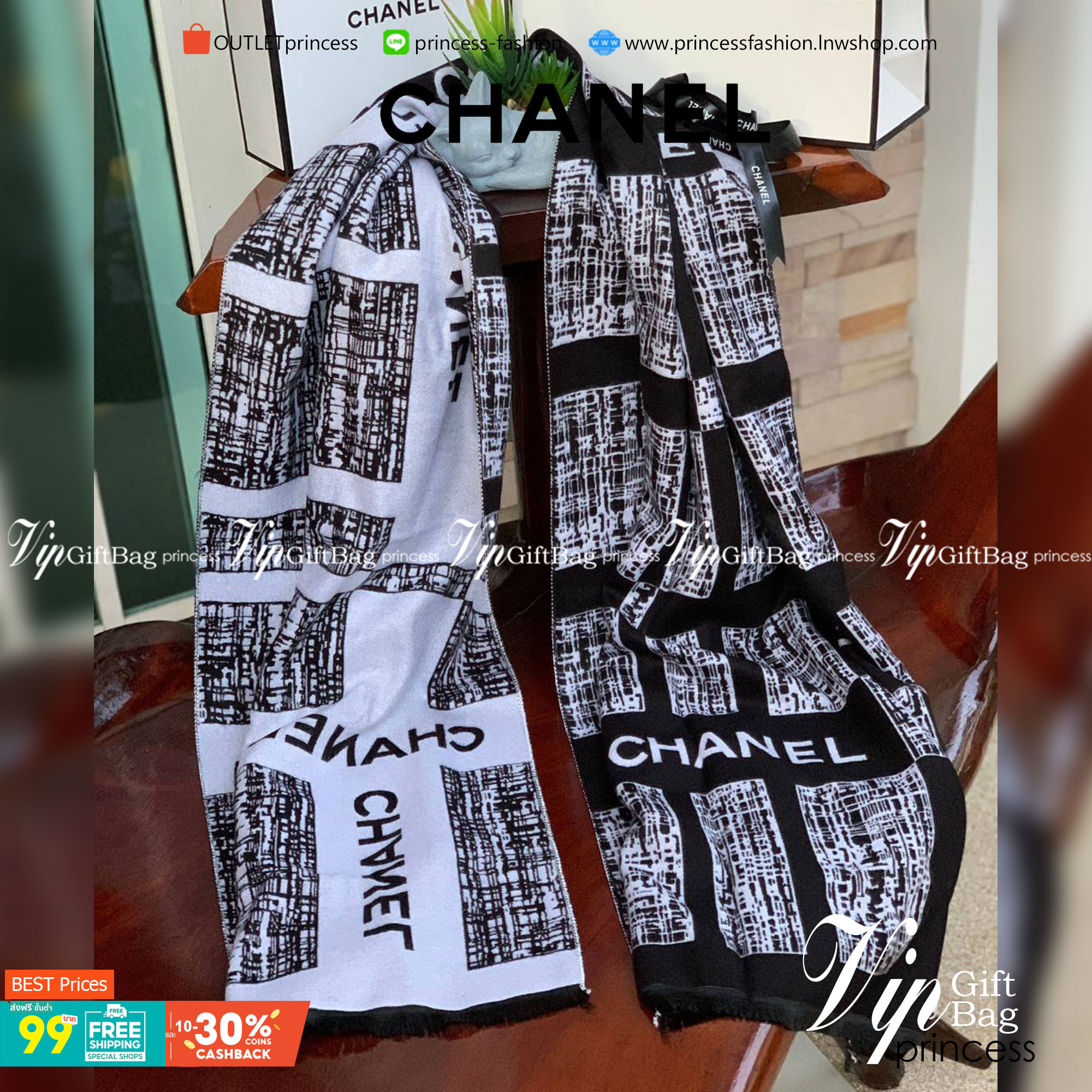 Chanel Shawl Wrap Scarf (With Box) พลาดไม่ได้กับของขวัญสำหรับเทศกาลดีๆที่กำลังจะมาถึง ส่งมอบความรู้สึกดีๆให้กับคนที่คุณรัก ด้วยผ้าพันคอ หรือ ผ้าคลุมจากแบรนด์ดัง ด้วยเนื้อผ้าแบบcashmereที่ถักทอแบบเนื้อละเอียด จึงทำให้นุ่มน่าสัมผัส ให้ความอบอุ่นได้ดี ไม่ว่า