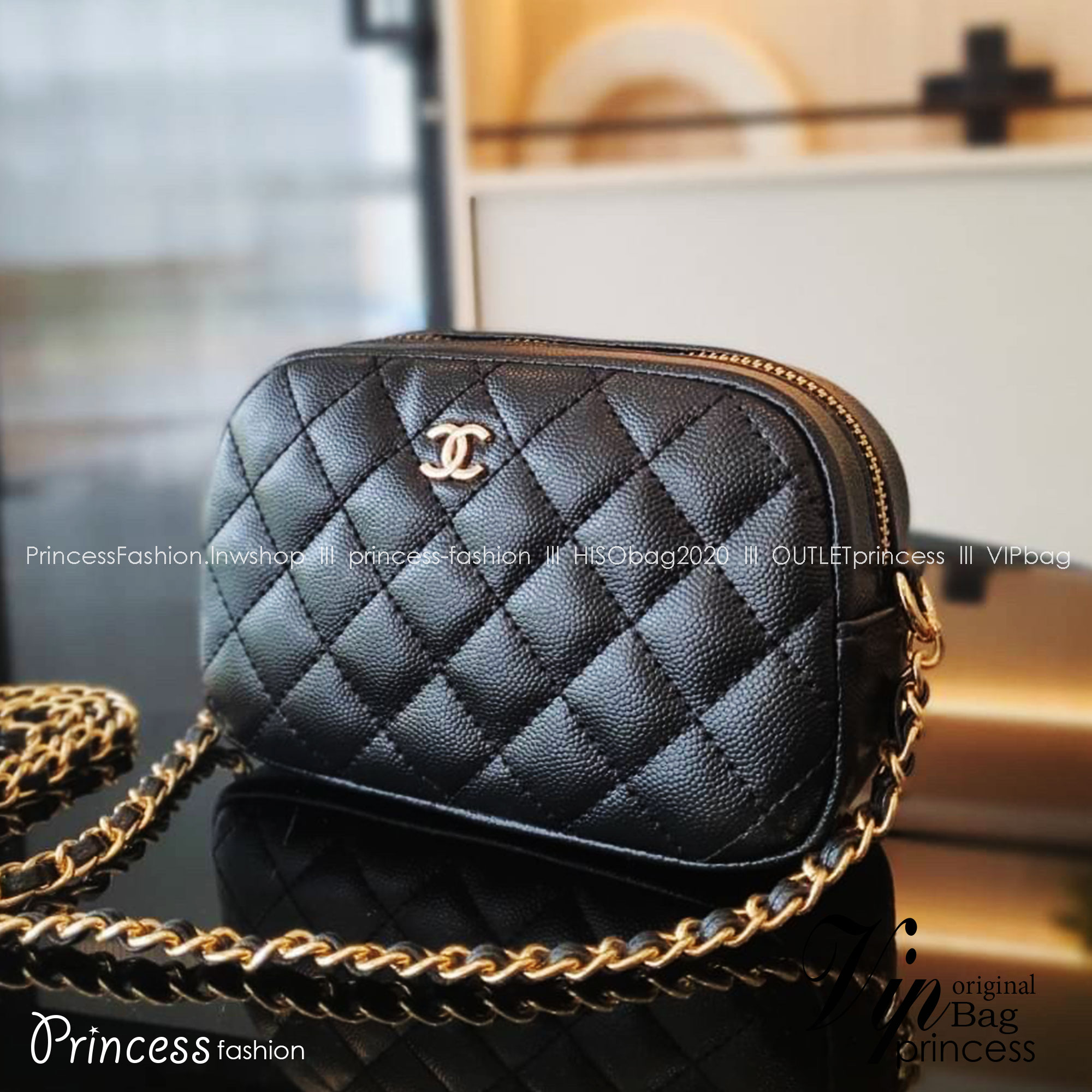 Chanel Camera Bag / CHANEL VIP CROSSBODY CHAIN BAG กระเป๋าทรงสะพายข้าง ที่กำลังมาแรงมาในตอนนี้ ตัวกระเป๋าเป็นกระเป๋าสตางค์หนังพียูพรีเมี่ยมลายคาเวียร์ อะไหล่ทองทั้งใบ