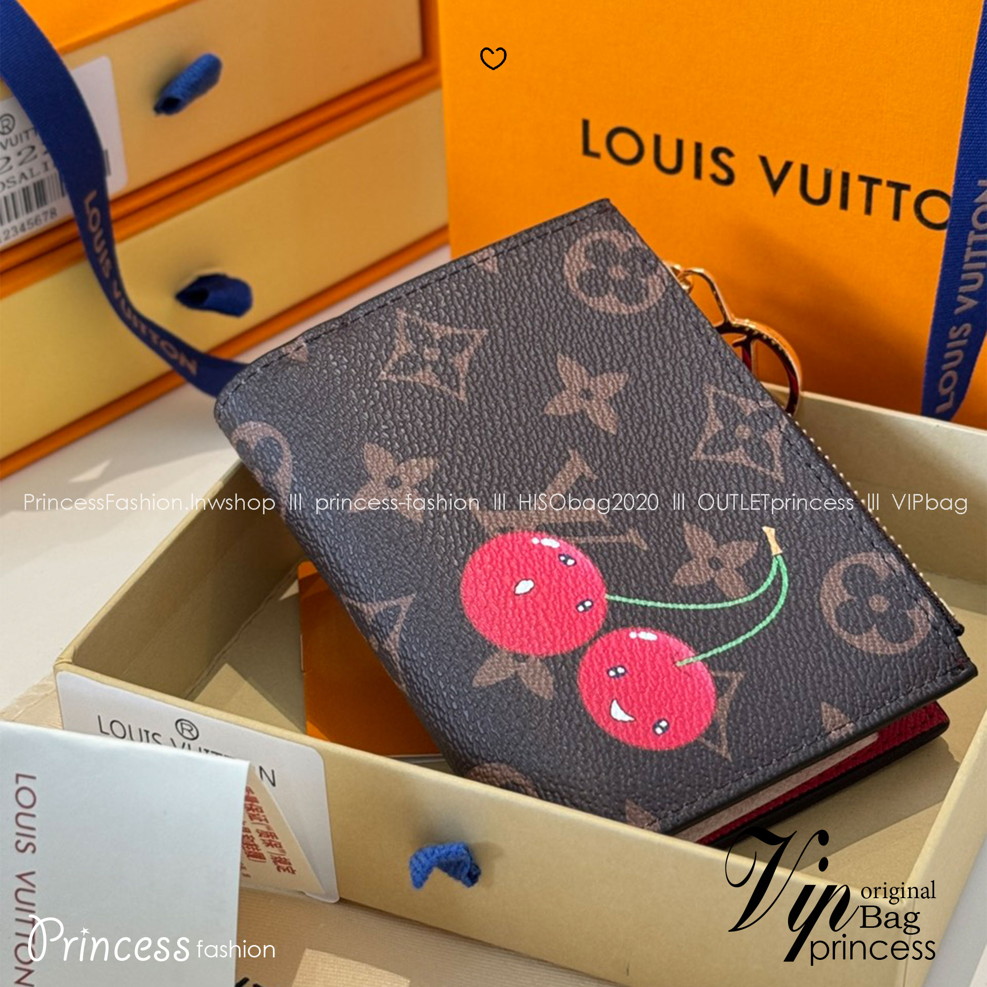 ORI หนังแท้ | LV x TM - Lisa Wallet Cherry Monogram กระเป๋าสตางค์ลิซ่า กระเป๋าสตางค์ใบเล็กรุ่น Lisa ดีไซน์ใหม่จาก Murakami กระเป๋าสตางค์เปี่ยมชีวิตชีวาและใช้งานได้หลากหลาย