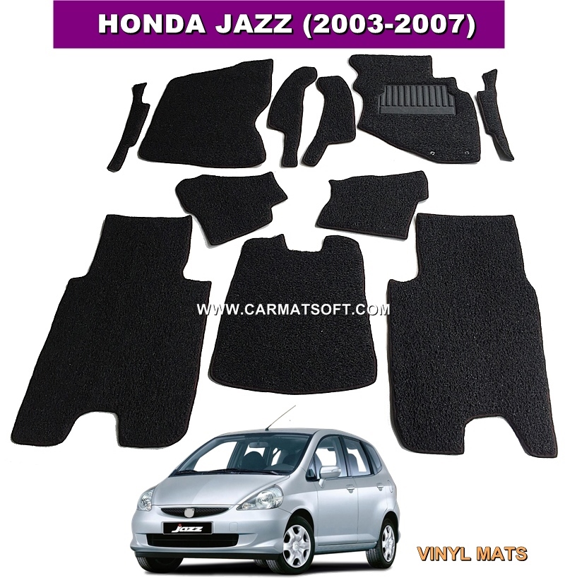 พรมดักฝุ่นไวนิลHONDA JAZZ 2003-07 สีดำด้ายแดง เต็มคัน