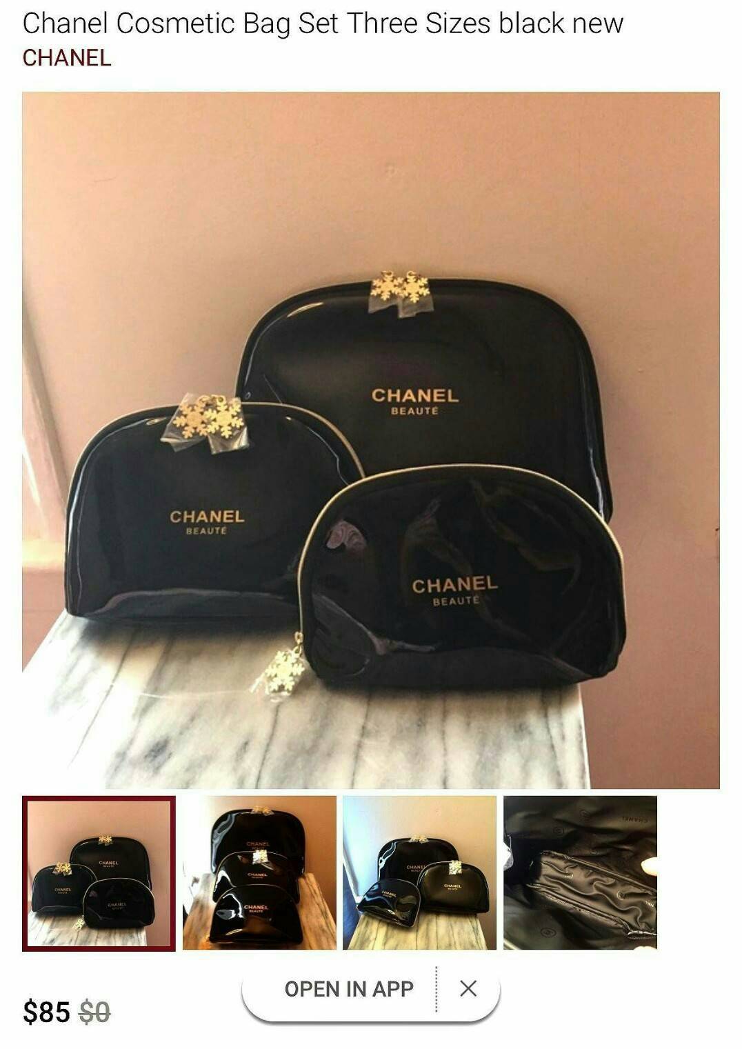 ☄☄ เเพ็คสุดคุ้ม ซื้อ 1 ได้ถึง 3 ใบ!! Chanel Snowflake Cosmetic Pouch Value Set กระเป๋าอเนกประสงค์พรีเมี่ยมของเเท้จาก Chanel Cosmetic Counter VIP Gift มาครบเซทวัสดุ PVC เนื้อหนากันน้ำซับในสีดำสกรีนโลโก้แบรนด์สวยหรู ด้านหน้าสกรีน Chanel โดเด่น
