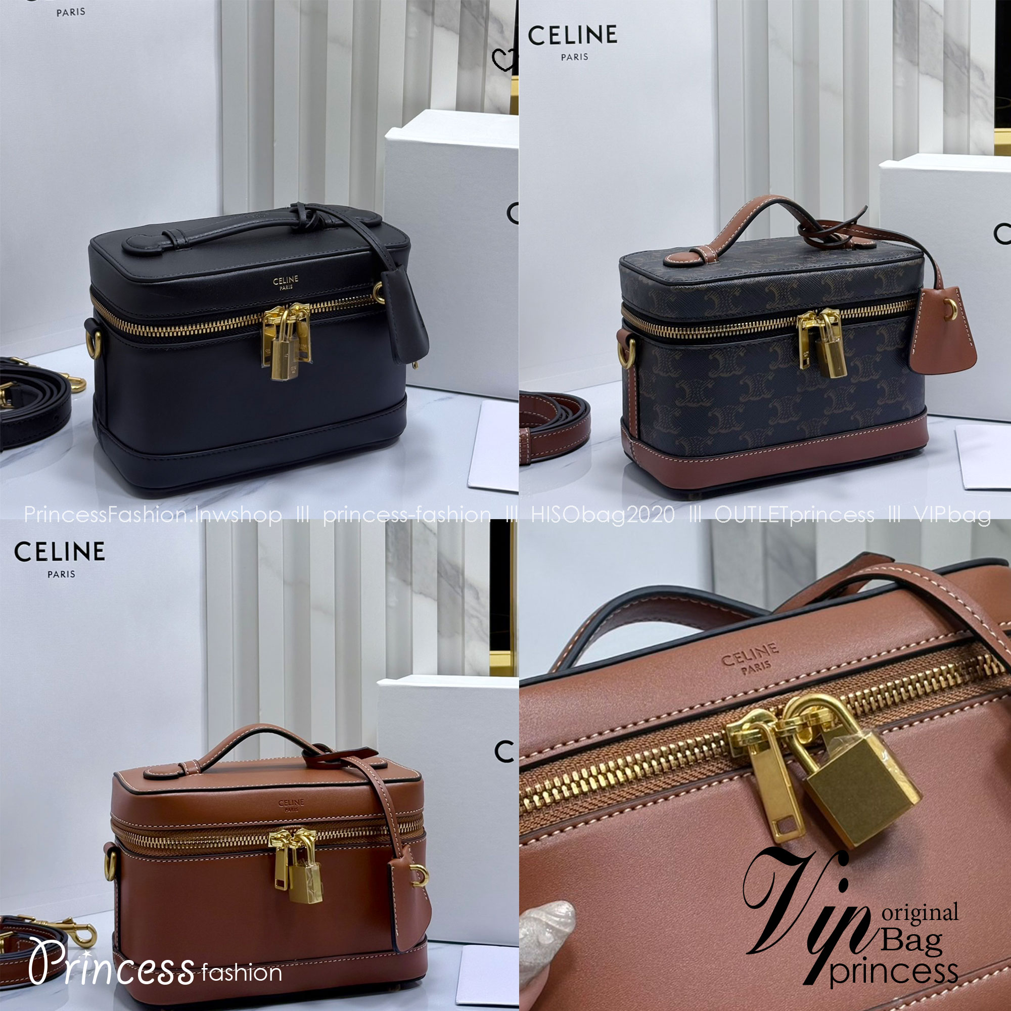 ORI หนังแท้ | CELINE VANITY BAG พลาดไม่ได้เลยกับคอลสุดคิ้ว กับกระเป๋าถือ/สะพายได้ทรงกล่อง ใช้สะพายได้ทุกวันอย่างคล่องตัวดีไซน์ใหม่สวยลาสสิค