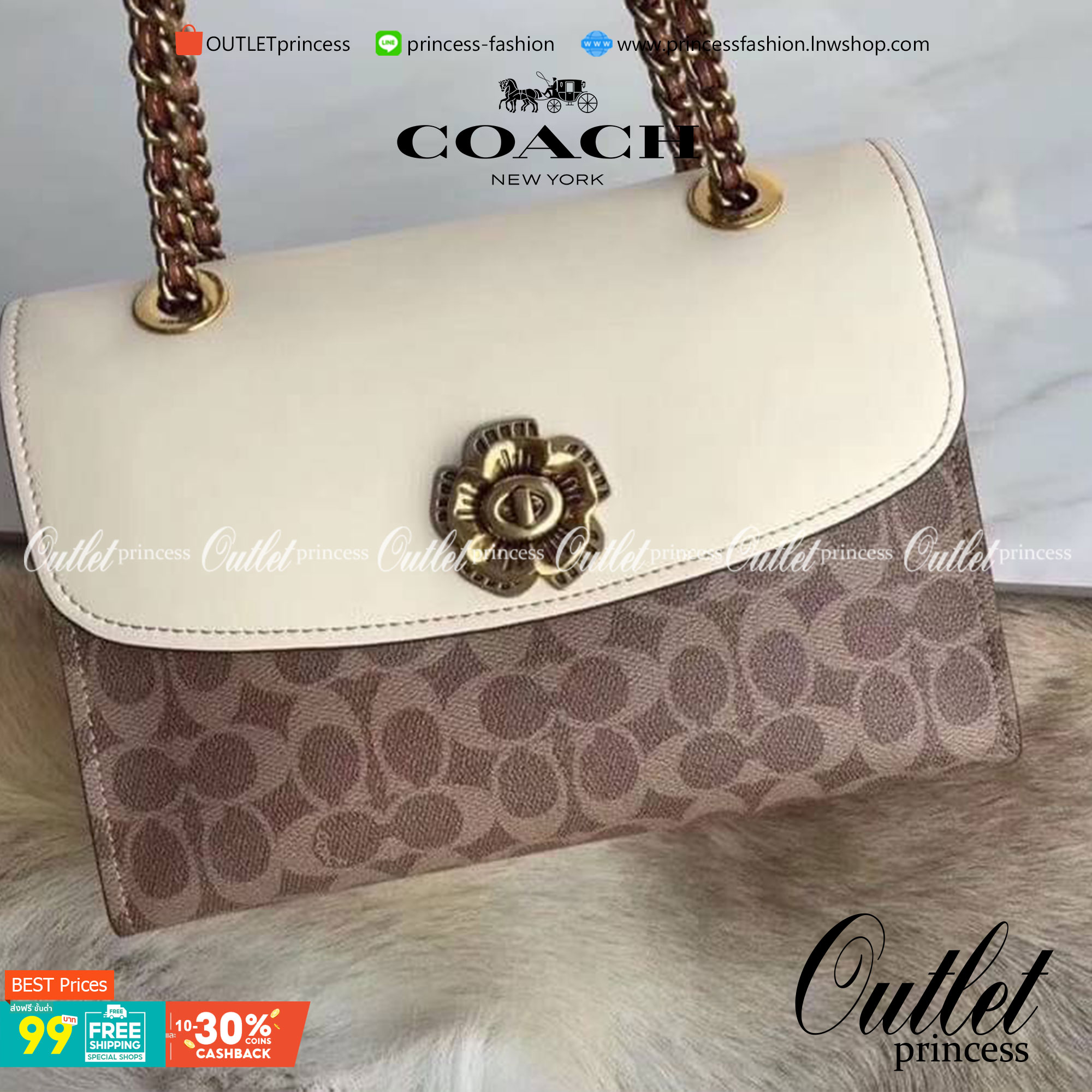 Coach Parker In Signature Canvas With Tea Rose