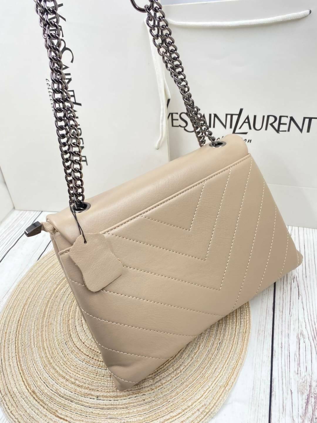 VIP 🥂 YVES SAINT LAURENT Large Sunset Shoulder Bag / YSL Shoulder Bag 11" ภาพสินค้าถ่ายจากงานขายจริง พร้อมส่งที่ไทย