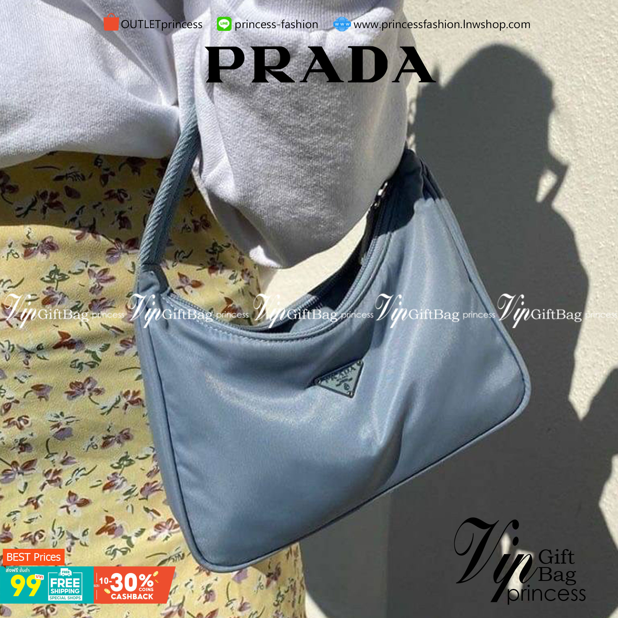 PRADA Nylon Mini Bag รุ่นใหม่แนะนำ!! พร้อมส่งครบ4สี รุ่นขายดีในตำนานค่ะ PRADA NYLON HANDBAGS ขนาดกะทัดรัด **อะไหล่เงิน วัสดุทำจากผ้าNylon อย่างหนา อยู่ทรง กันน้ำได้ หายห่วงคะ ด้านหน้ามีโลโก้แบรนด์ เปิดปิดด้วยซิป มาพร้อมสายผ้า ไม่สามา