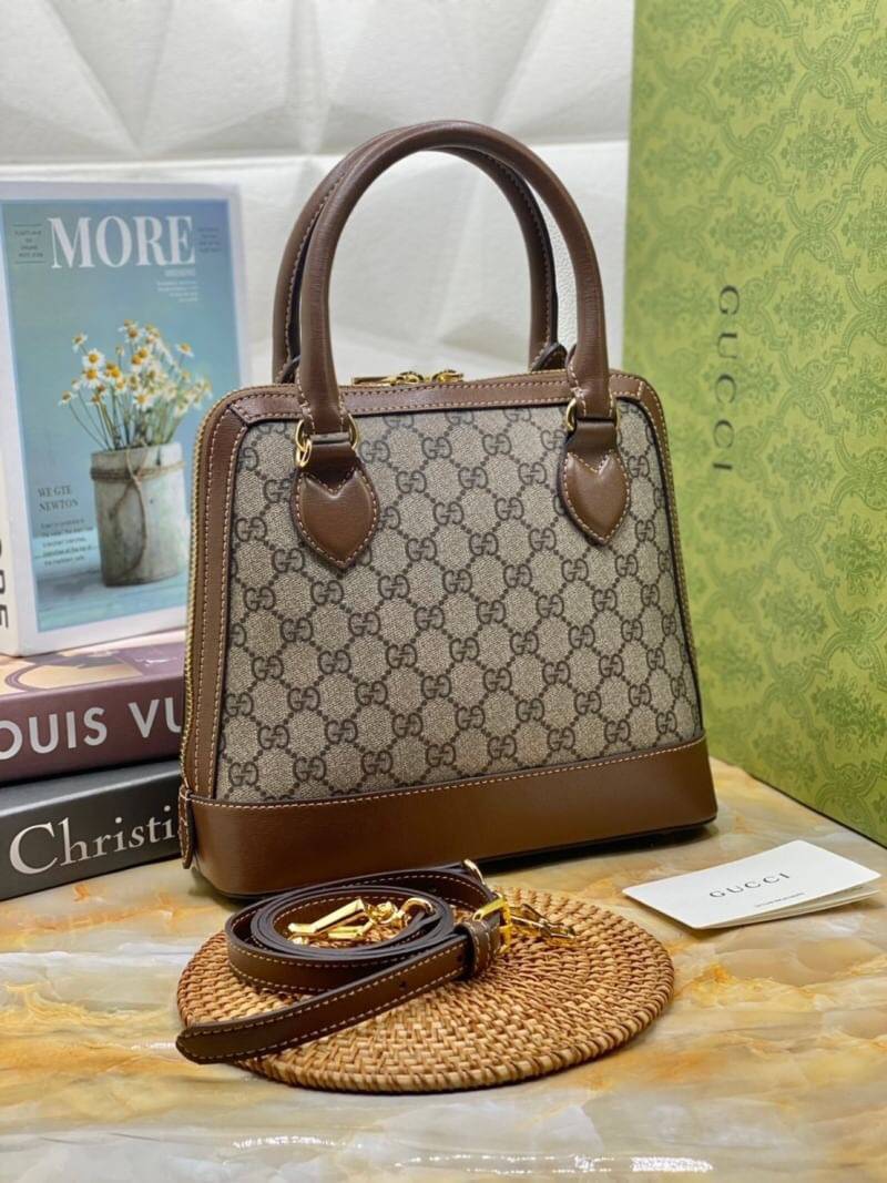 VIP GIFT 】หนังแท้ GUCCI Horsebit 1955 small top handle bag