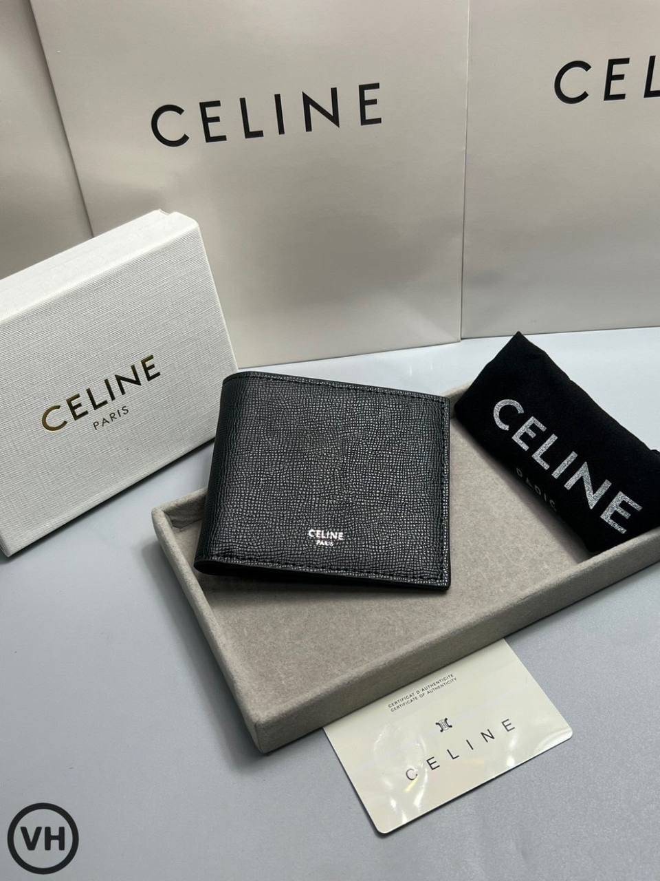 ORI หนังแท้ | CELINE Bi-fold Wallet / CELINE Wallet กระเป๋าสตางค์ใบสั้น กระเป๋าสตางค์ซีลีนผู้ชาย