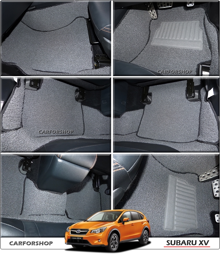 พรมดักฝุ่นไวนิล SUBARU XV กุ๊นขอบ สีเทาขอบดำ เต็มคัน